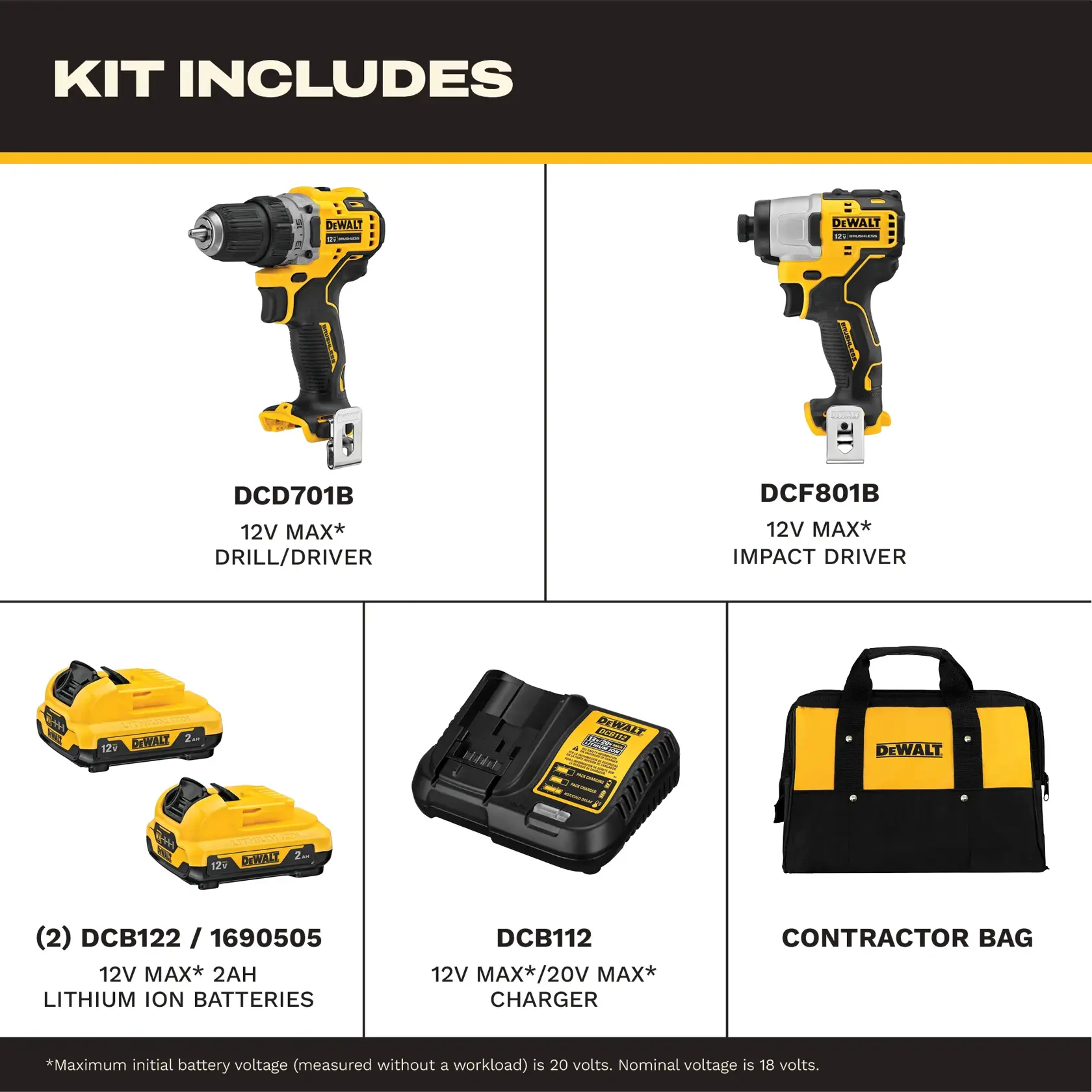 12V MAX* Brushless Cordless Drill & Impact Driver Kit, view 2