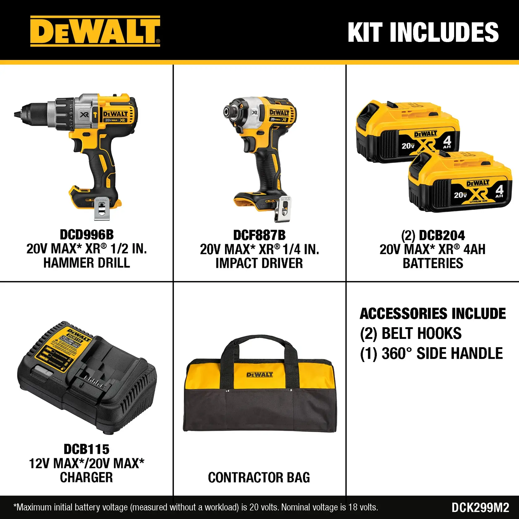 DEWALT® 20V MAX* Cordless Brushless XR® Hammer Drill and Impact Driver Combo Kit