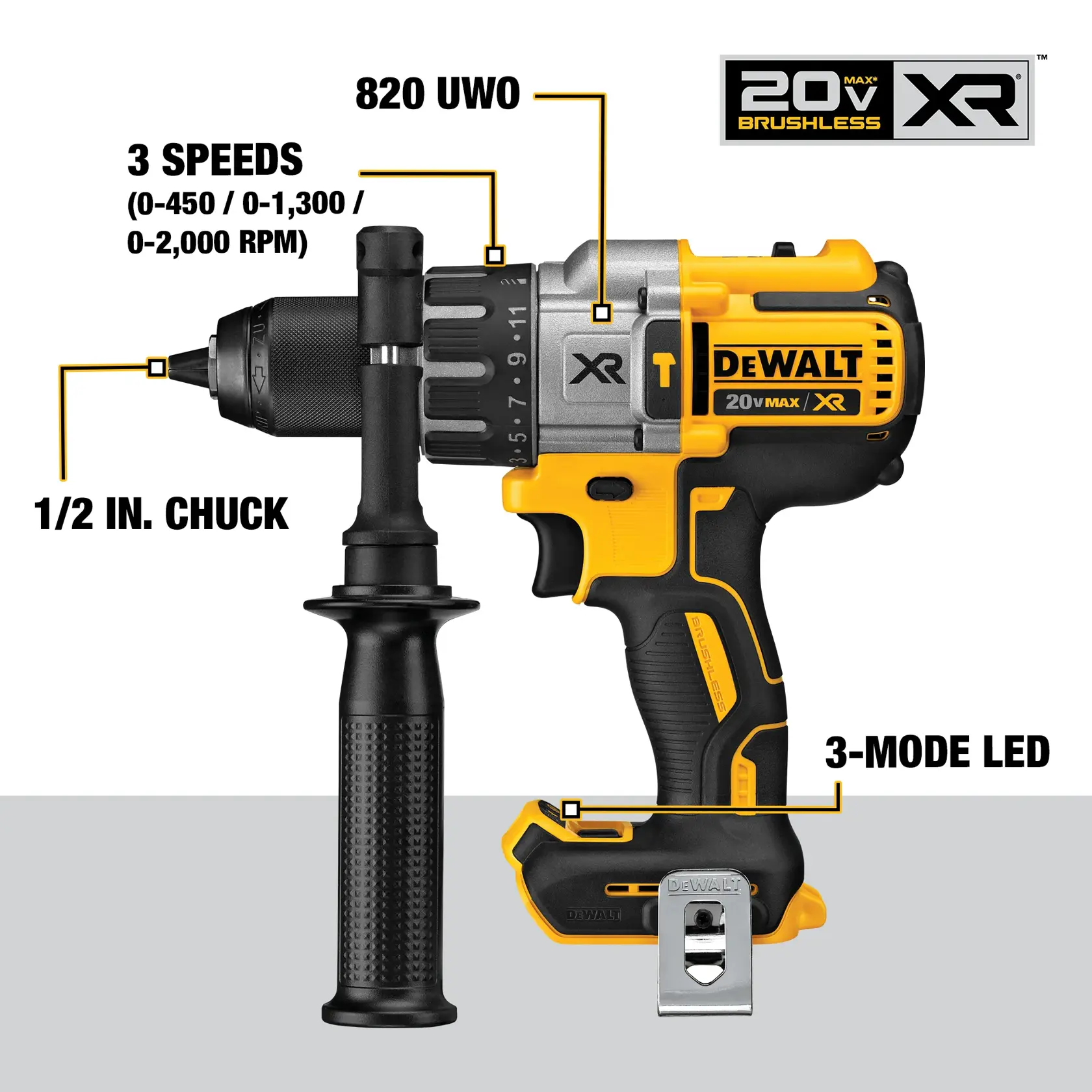DEWALT® 20V MAX* Cordless Brushless XR Hammerdrill & Impact Driver Combo Kit (5.0AH)
