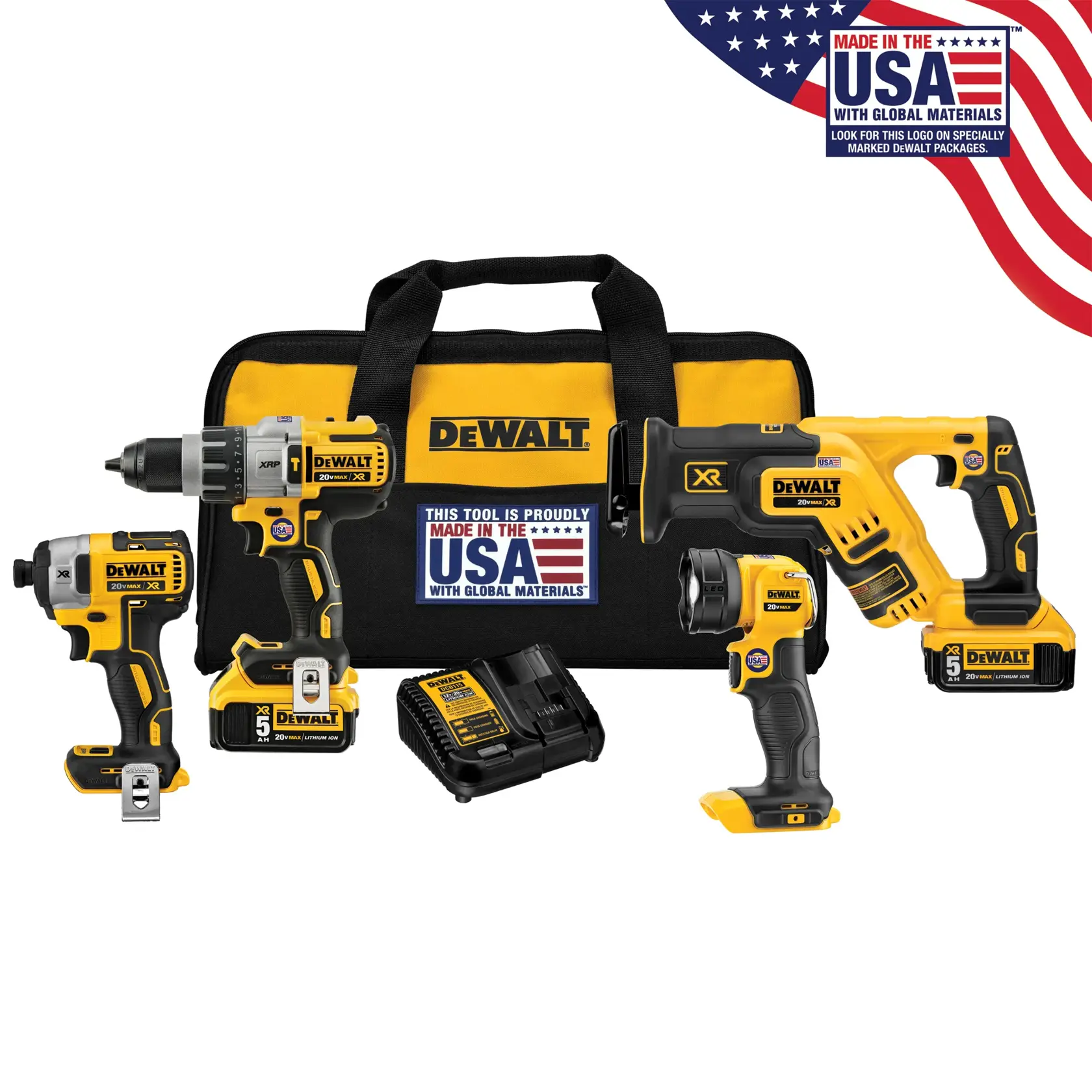 DEWALT® 20V MAX* XR® 4-Tool Combo Kit