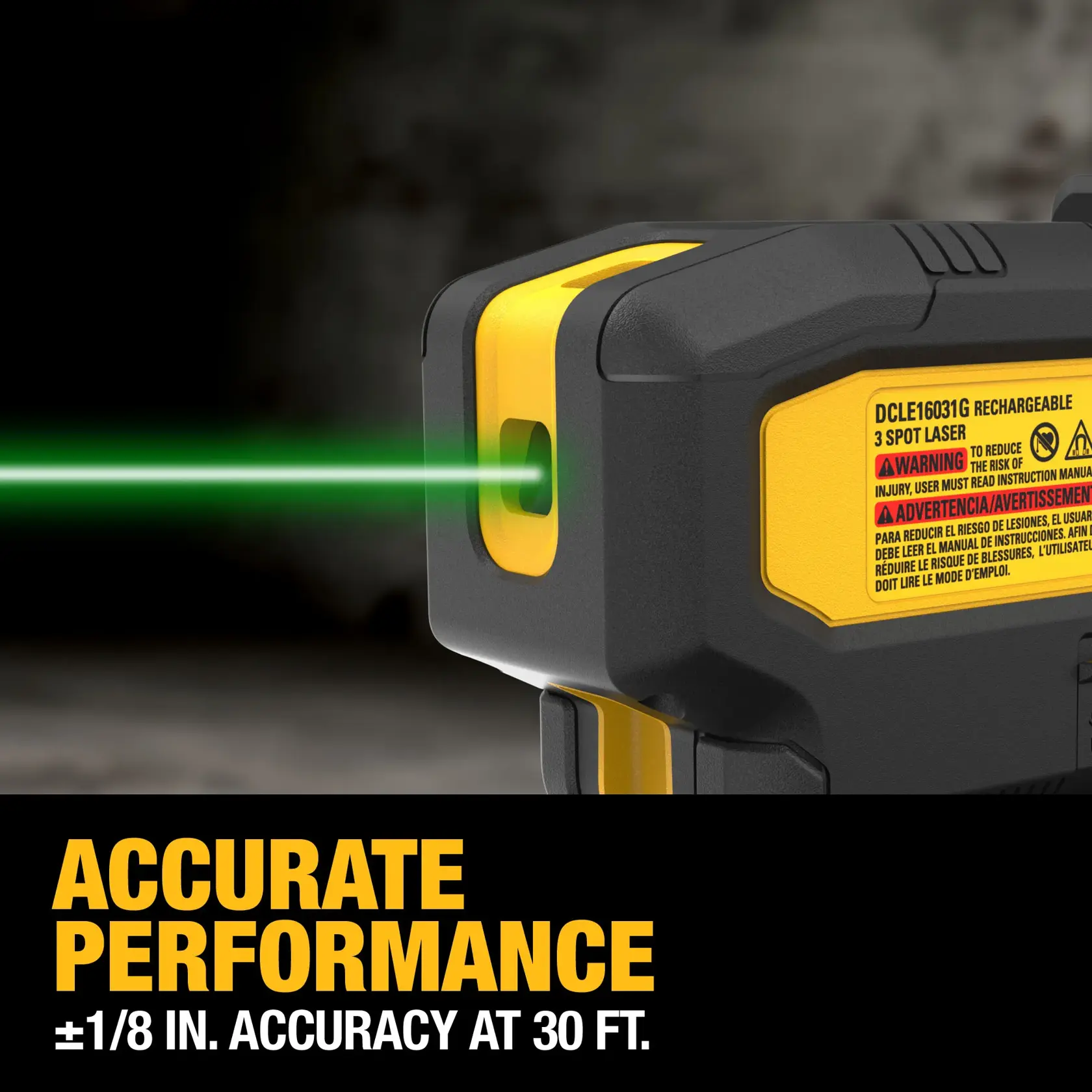 Carousel graphic of the accurate performance on the USB Rechargeable Green 3 Spot Laser