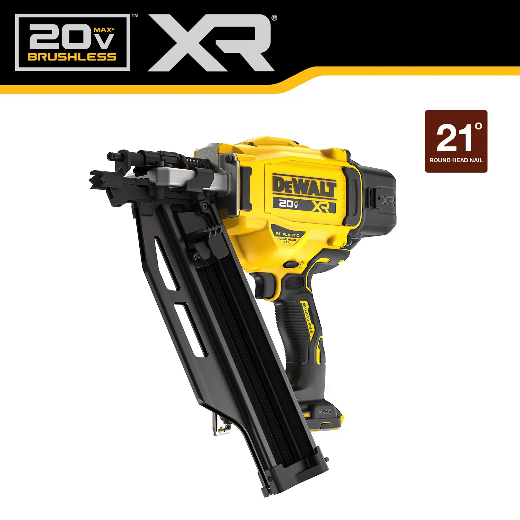 DEWALT 20V MAX* XR® Brushless Cordless 21º Plastic Collated Framing Nailer