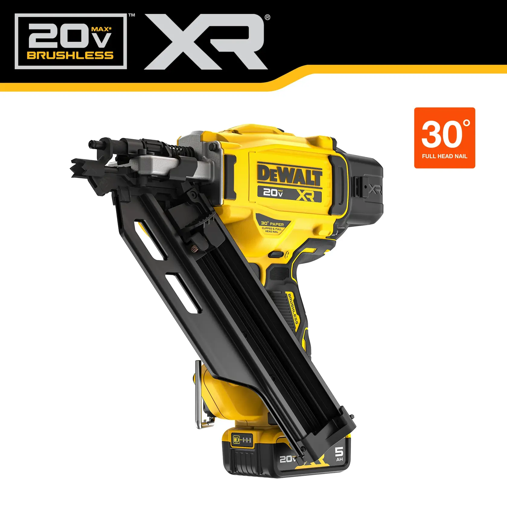 DEWALT 20V MAX* XR® Brushless Cordless 30º Plastic Collated Framing Nailer