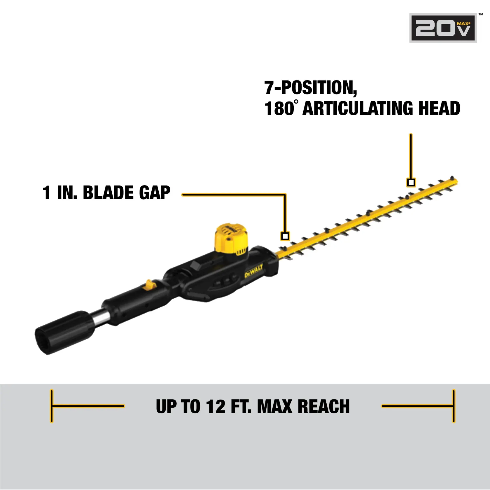 DEWALT® 22-in. Pole Hedge Trimmer Head