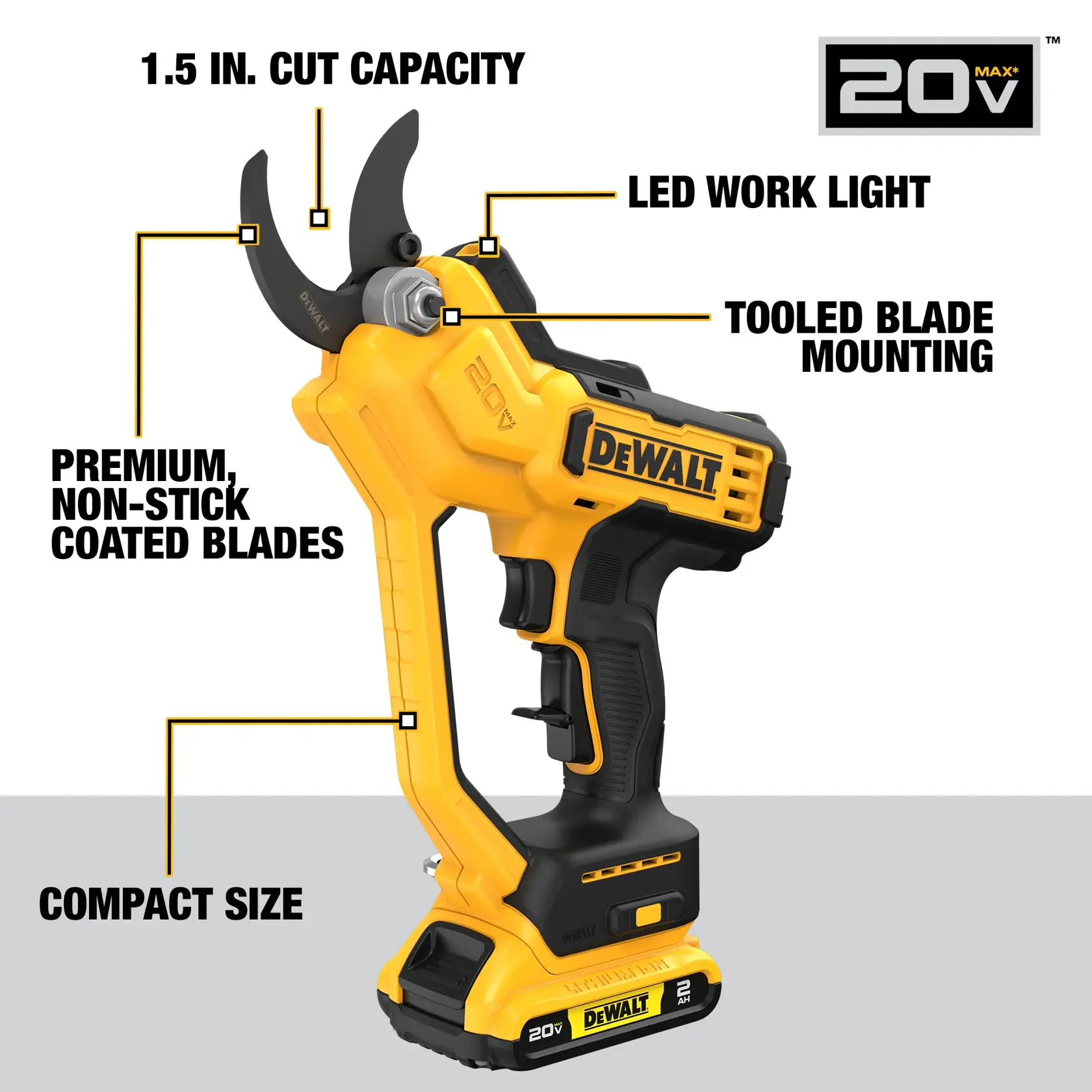 DEWALT® 20V MAX* 1-1/2-in. Cordless Pruner Kit