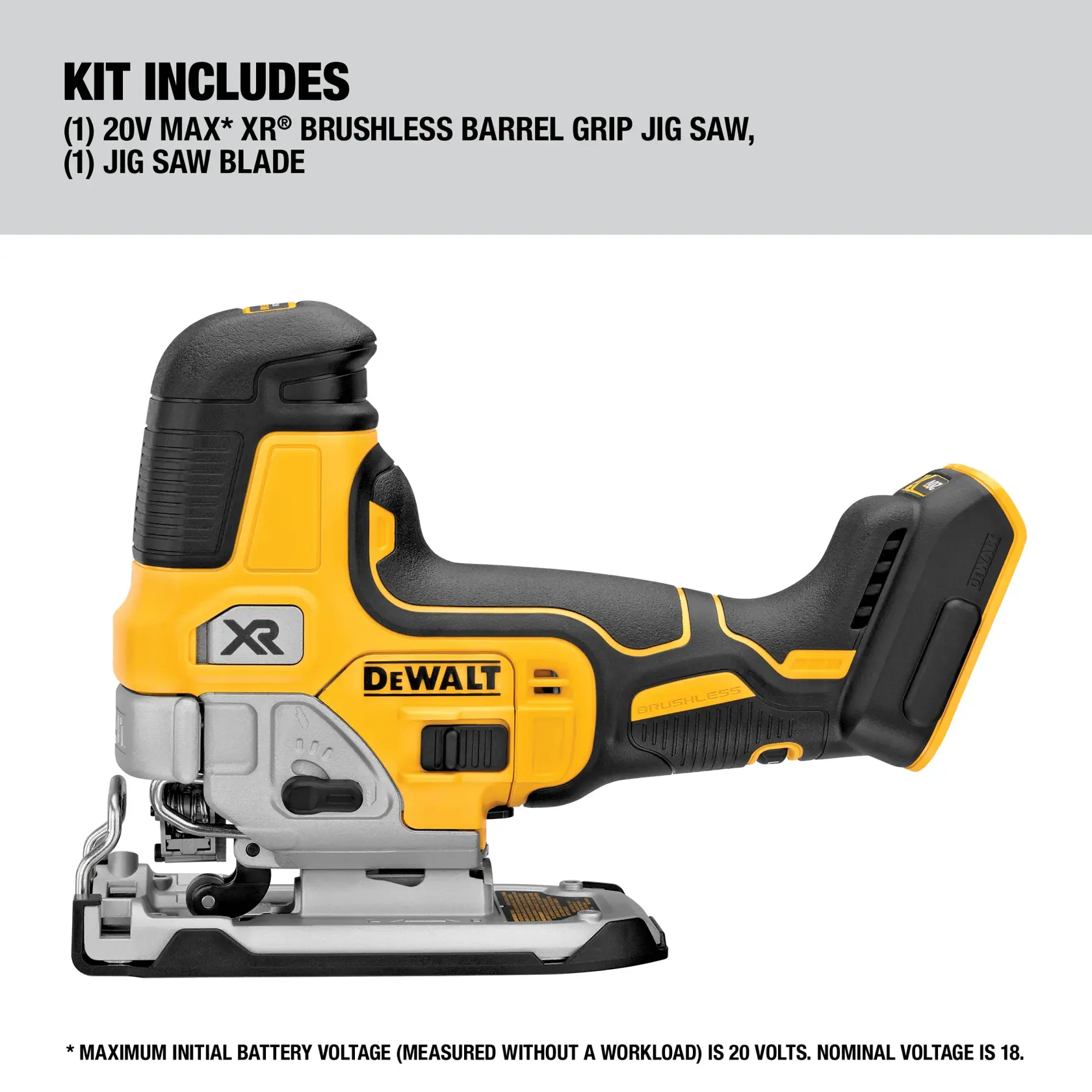 DEWALT® 20V MAX* XR® Jig Saw, Cordless Barrel Grip, Tool Only