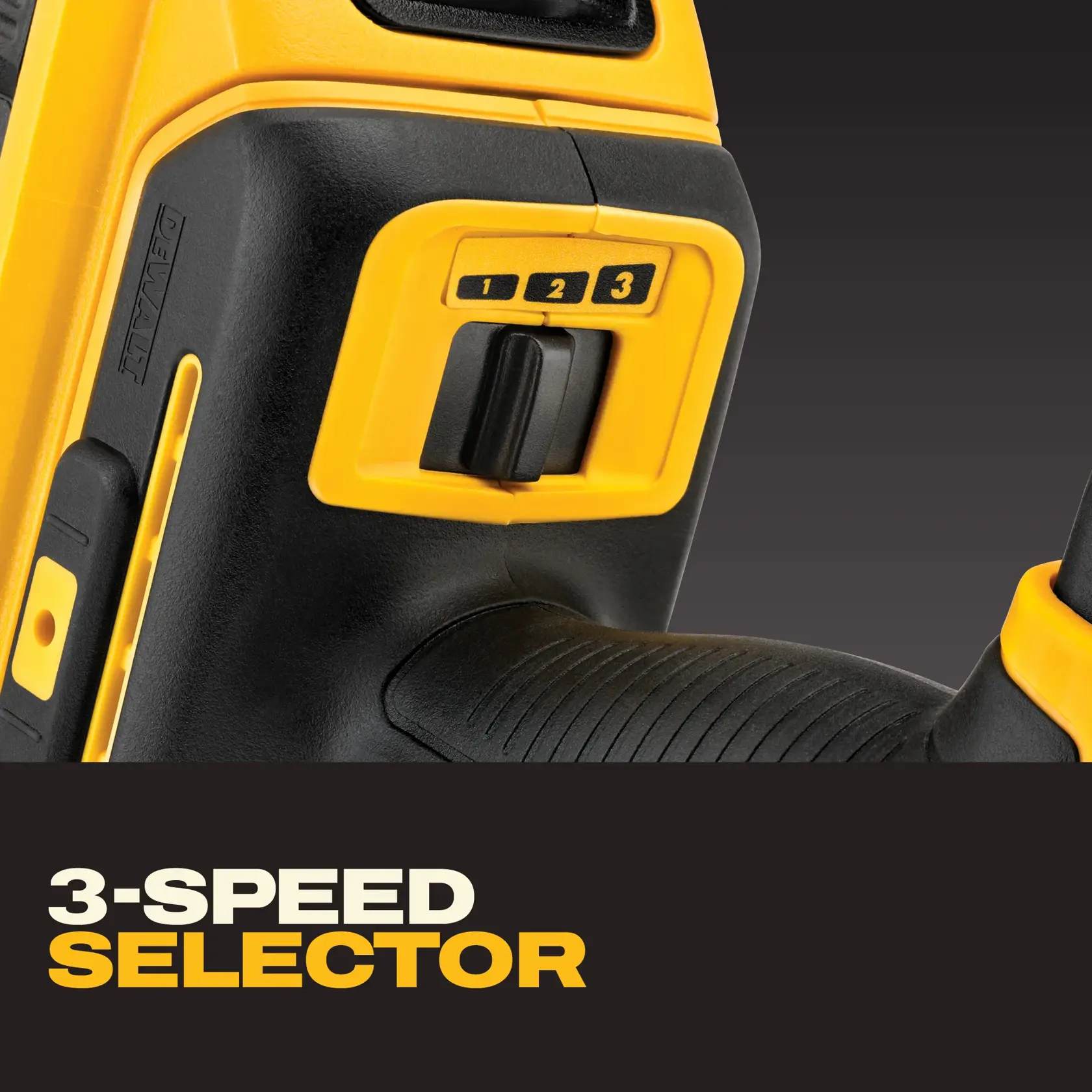A person using a DEWALT cordless oscillating multi-tool to cut or sand a wooden surface near the corner of a house exterior.