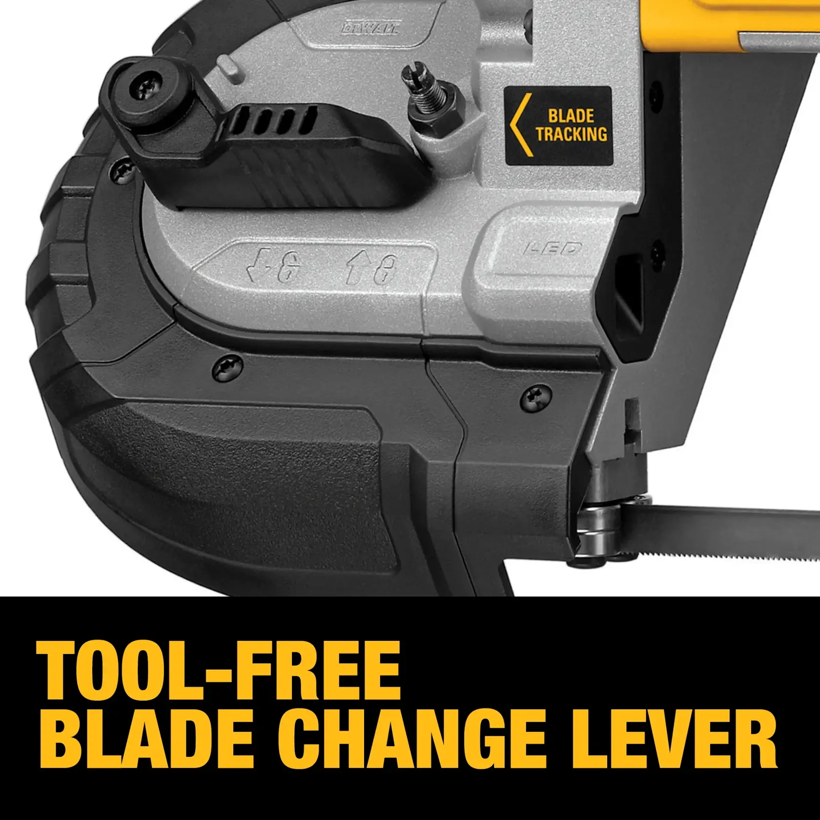 5 inch Dual Switch Band Saw being used by worker to cut metal pipe at worksite