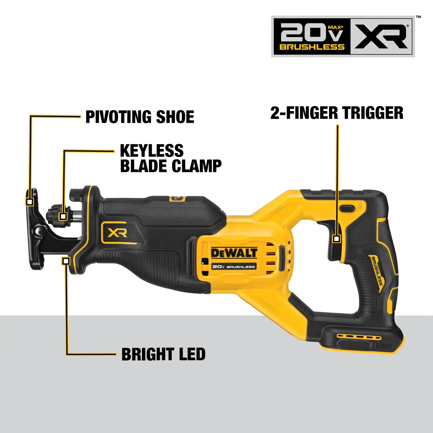 DEWALT® 20V MAX* XR® Brushless Cordless Reciprocating Saw (Tool Only)