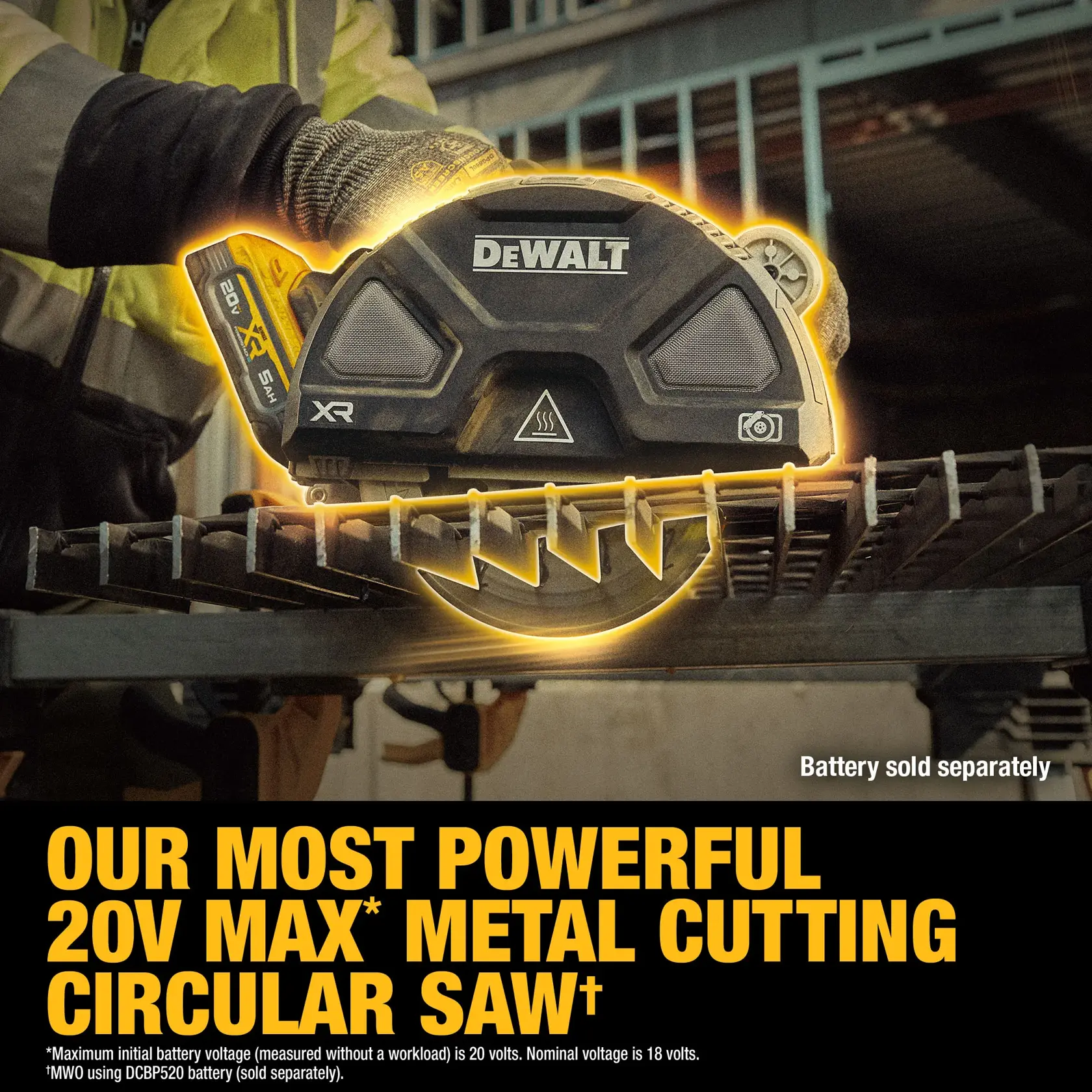 20V MAX* XR® BRUSHLESS Metal Cutting Circular Saw (Tool Only) highlighting claim 