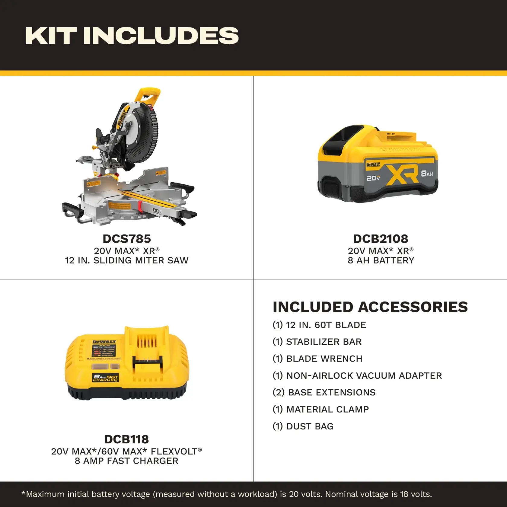 Regenerative Breaking Technology graphic for the  20V MAX* XR 12 in. Double Bevel Sliding Miter Saw Kit