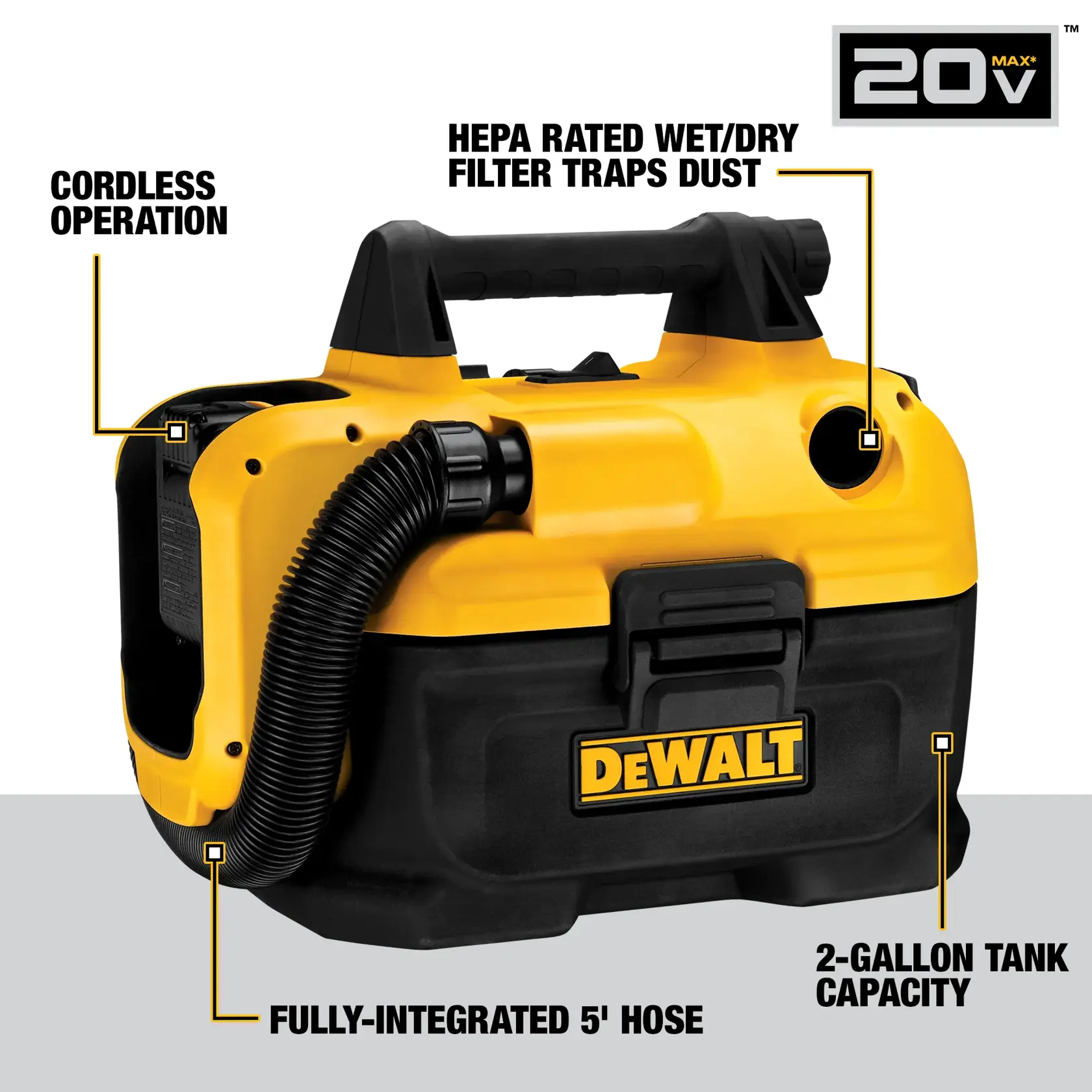 DEWALT® 20V MAX* Cordless Wet-Dry Vacuum (Tool Only)