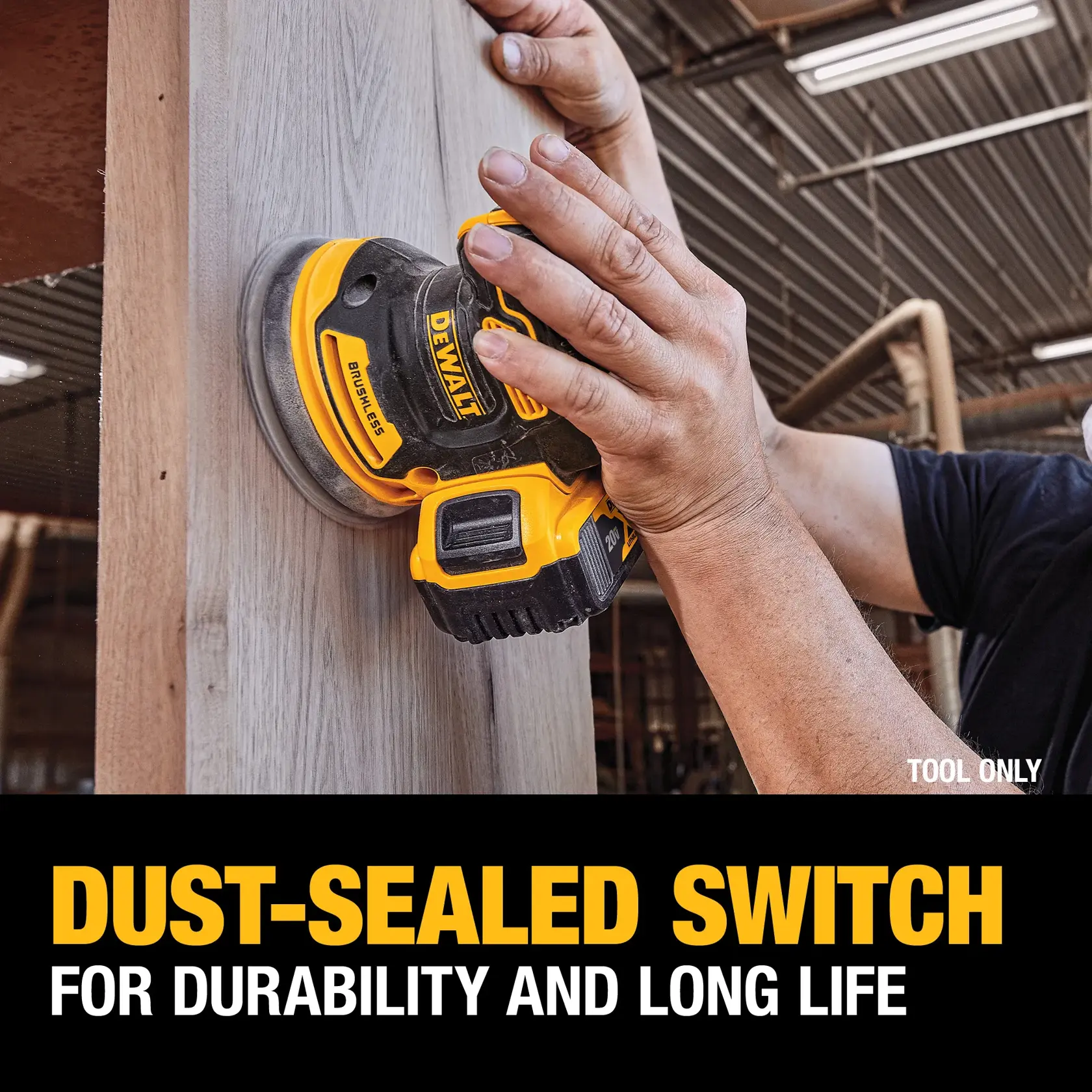 Brushless Cordless Variable Sheet Sander with Long dust chute.
