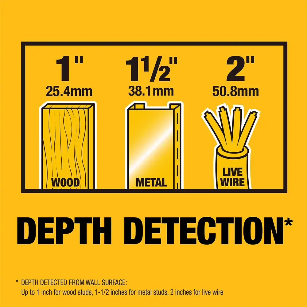 DEWALT stud finder being switched on by a person.