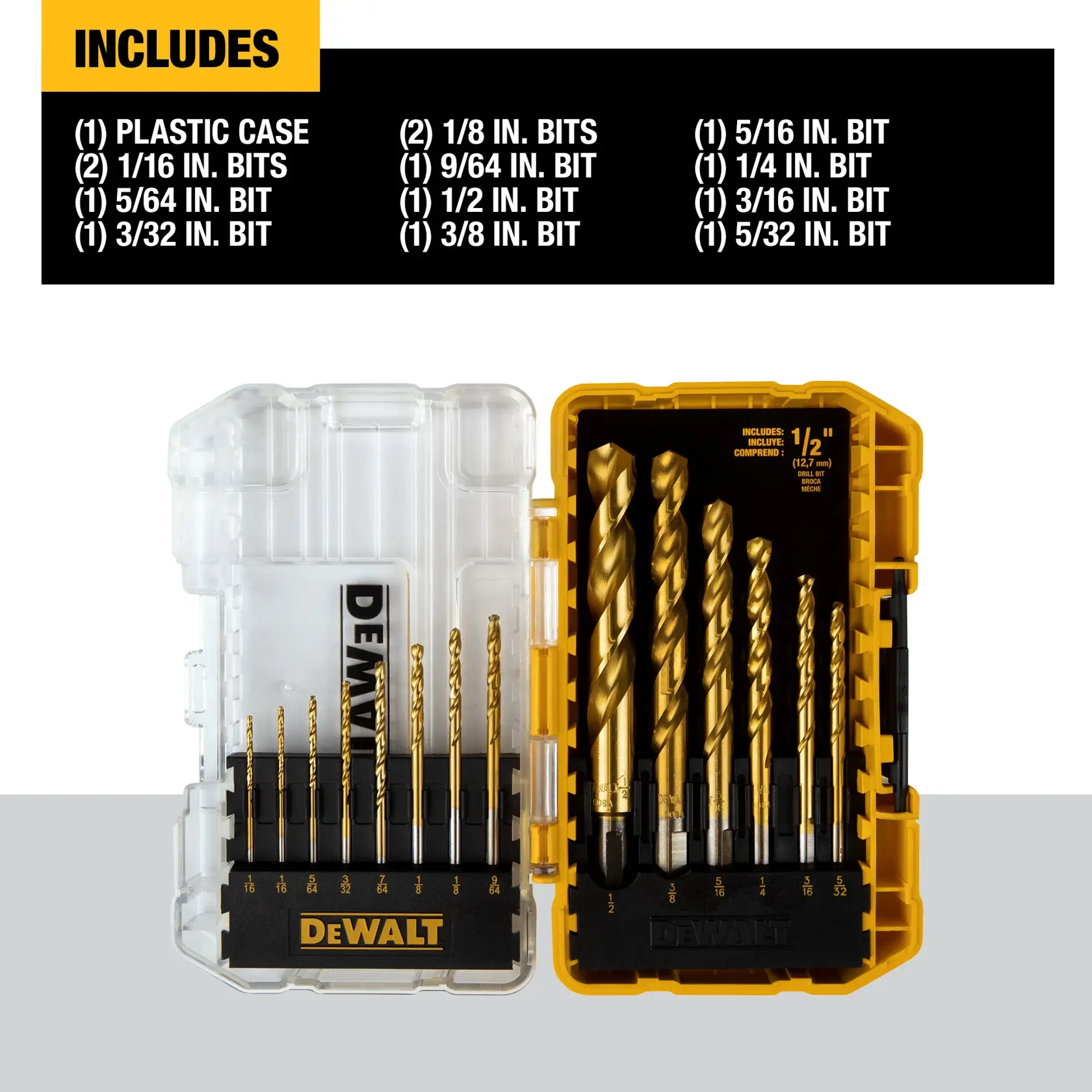 DEWALT® IMPACT READY Titanium Nitride Coating Drill Bit Sets with ToughCase+ System