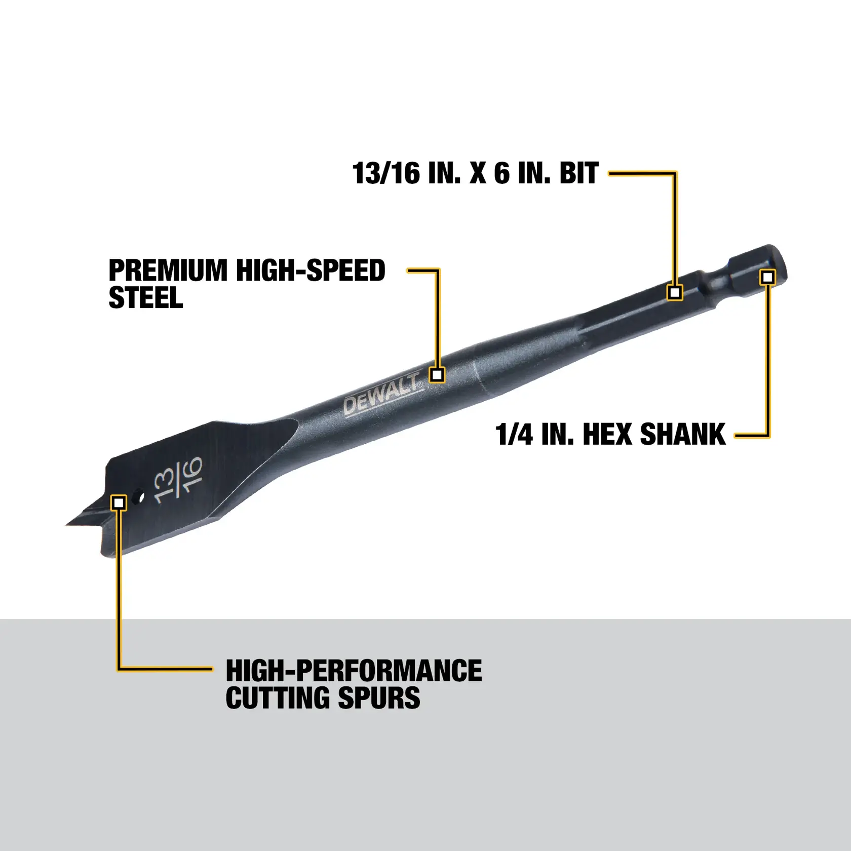 DEWALT® 13/16 Inch X 6 Inch Heavy Duty Spade Bit