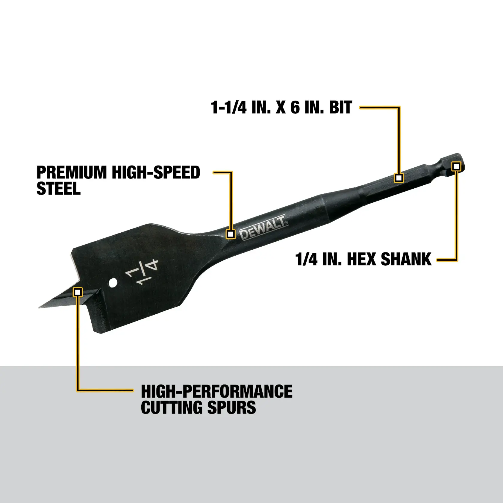 DEWALT® 1-1/4-in. x 6-in. Heavy Duty Spade Bit