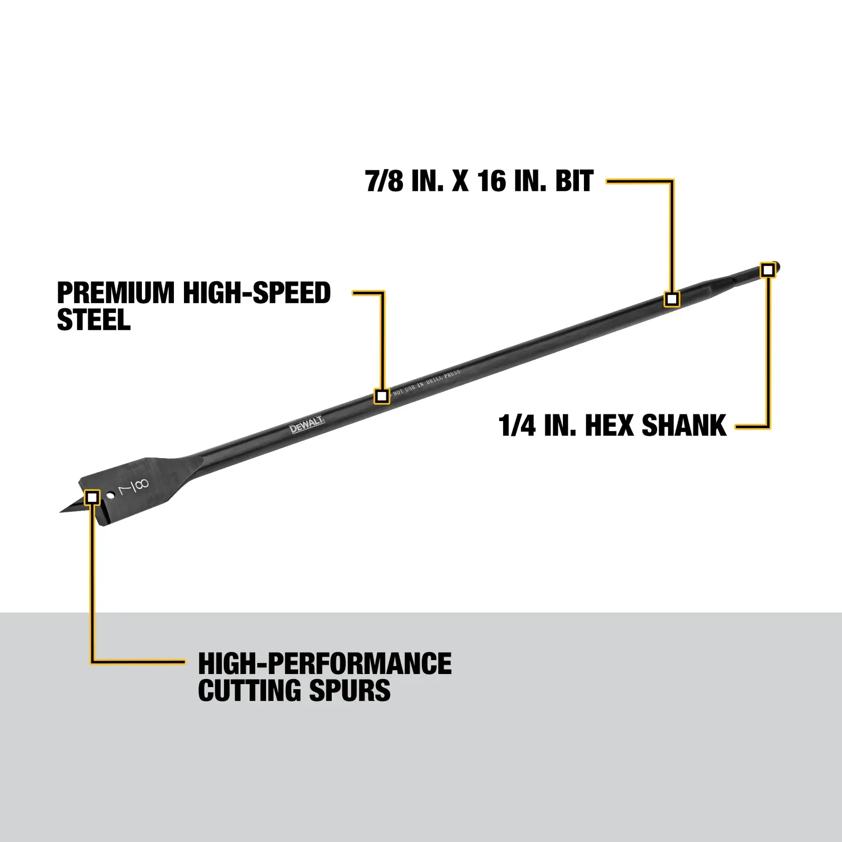 DEWALT® 7/8 Inch X 16 Inch Heavy Duty Spade Bit