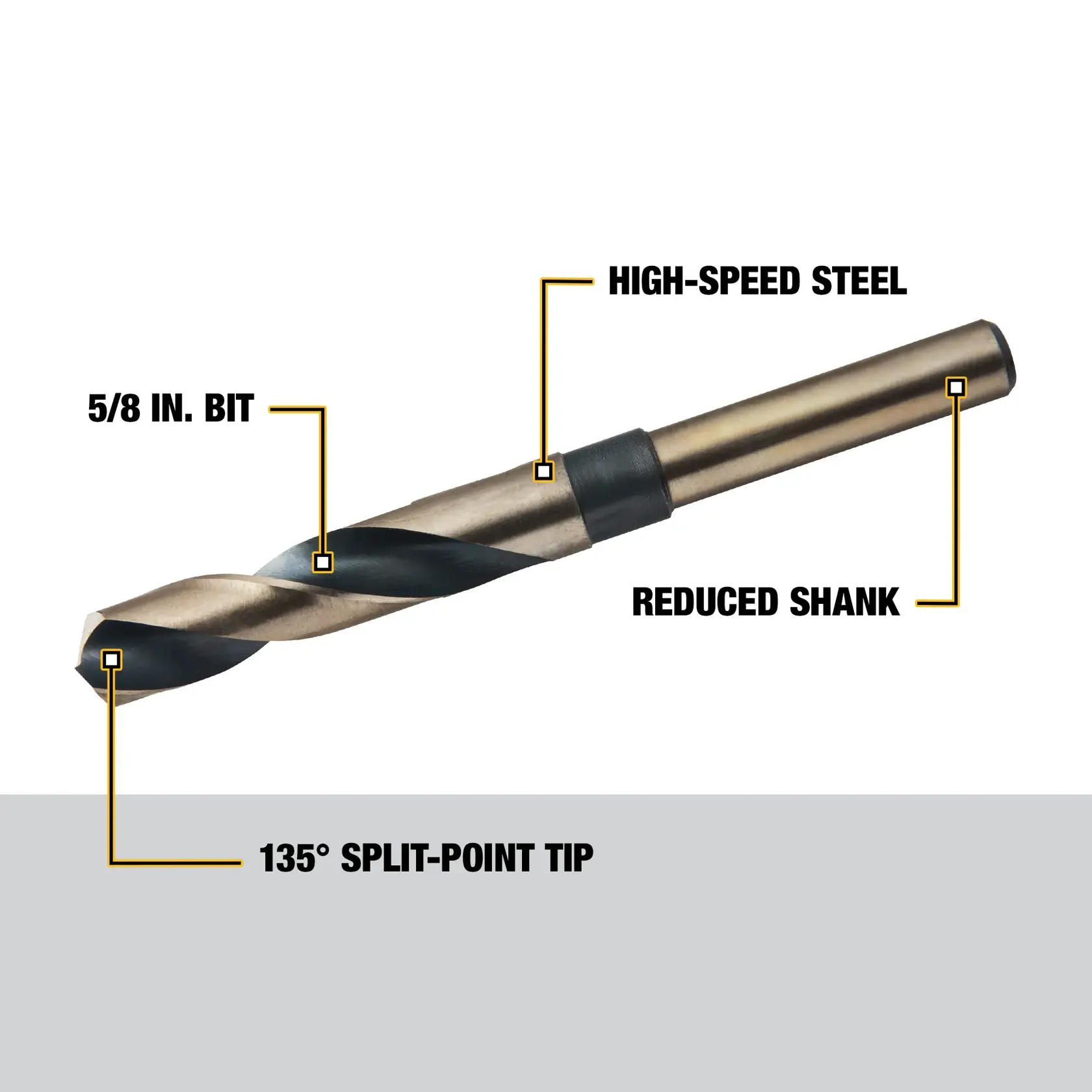 DEWALT® 5/8-in. Silver & Deming Black Oxide Drill Bit - 1/2-in. Shank