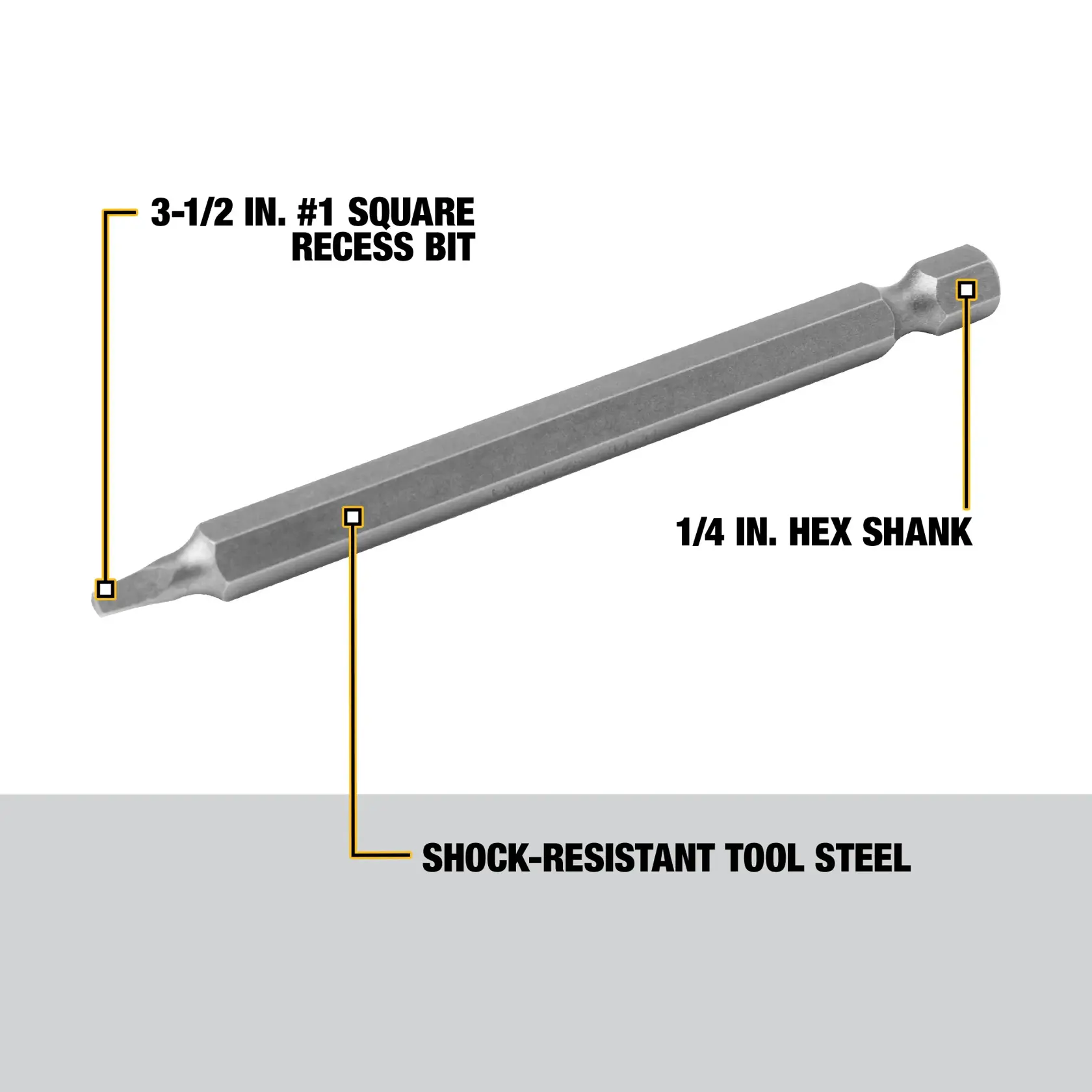 DEWALT® #1 Square Recess 3-1/2-in. Power Screwdriving Bit