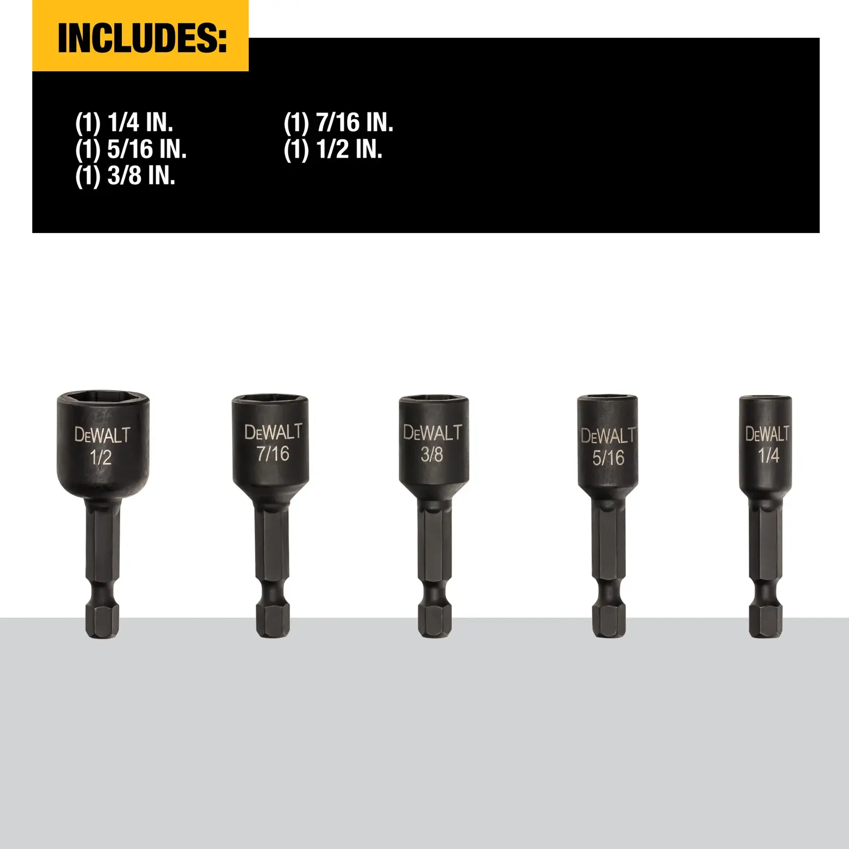 DEWALT® IMPACT READY® 5-Piece Magnetic Nut Driver Set