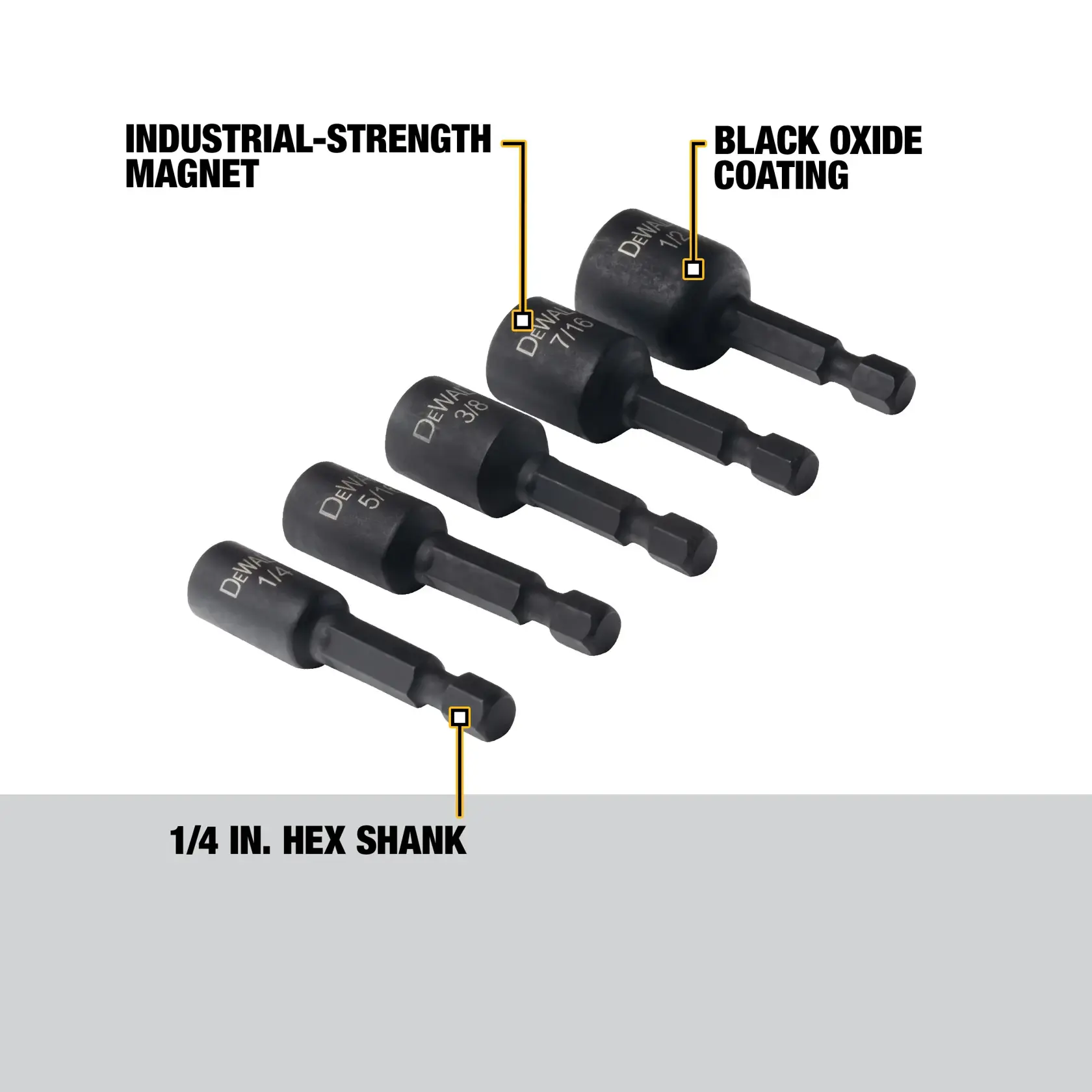 DEWALT® IMPACT READY® 5-Piece Magnetic Nut Driver Set