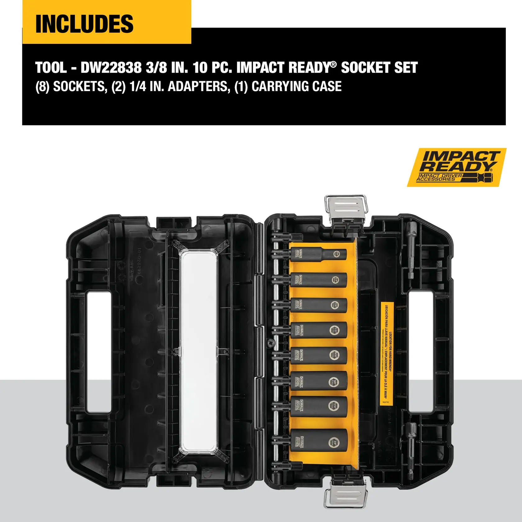 DEWALT® IMPACT READY® 3/8-in. 10-pc. Socket Set