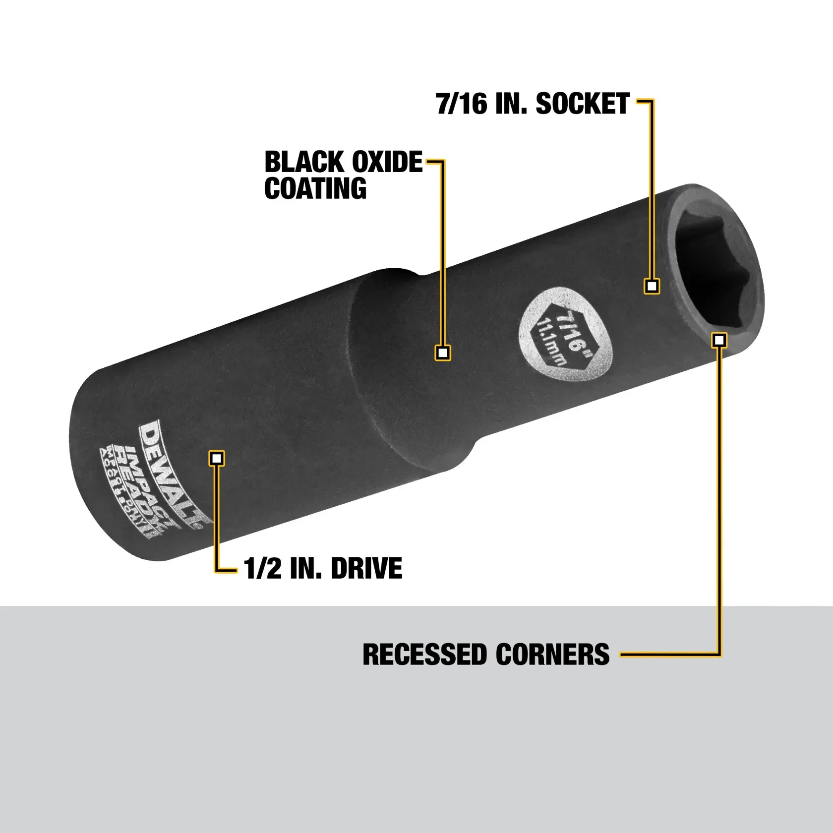 DEWALT® IMPACT READY® 1/2-in. Drive 7/16-in. 6-Point Deep Socket