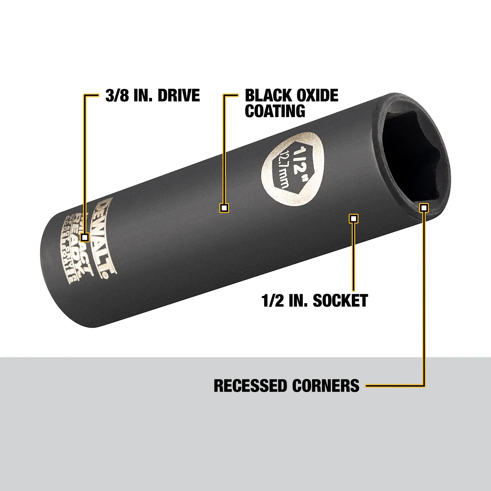 DEWALT® IMPACT READY® 3/8-in. Drive 1/2-in. 6-Point Deep Socket