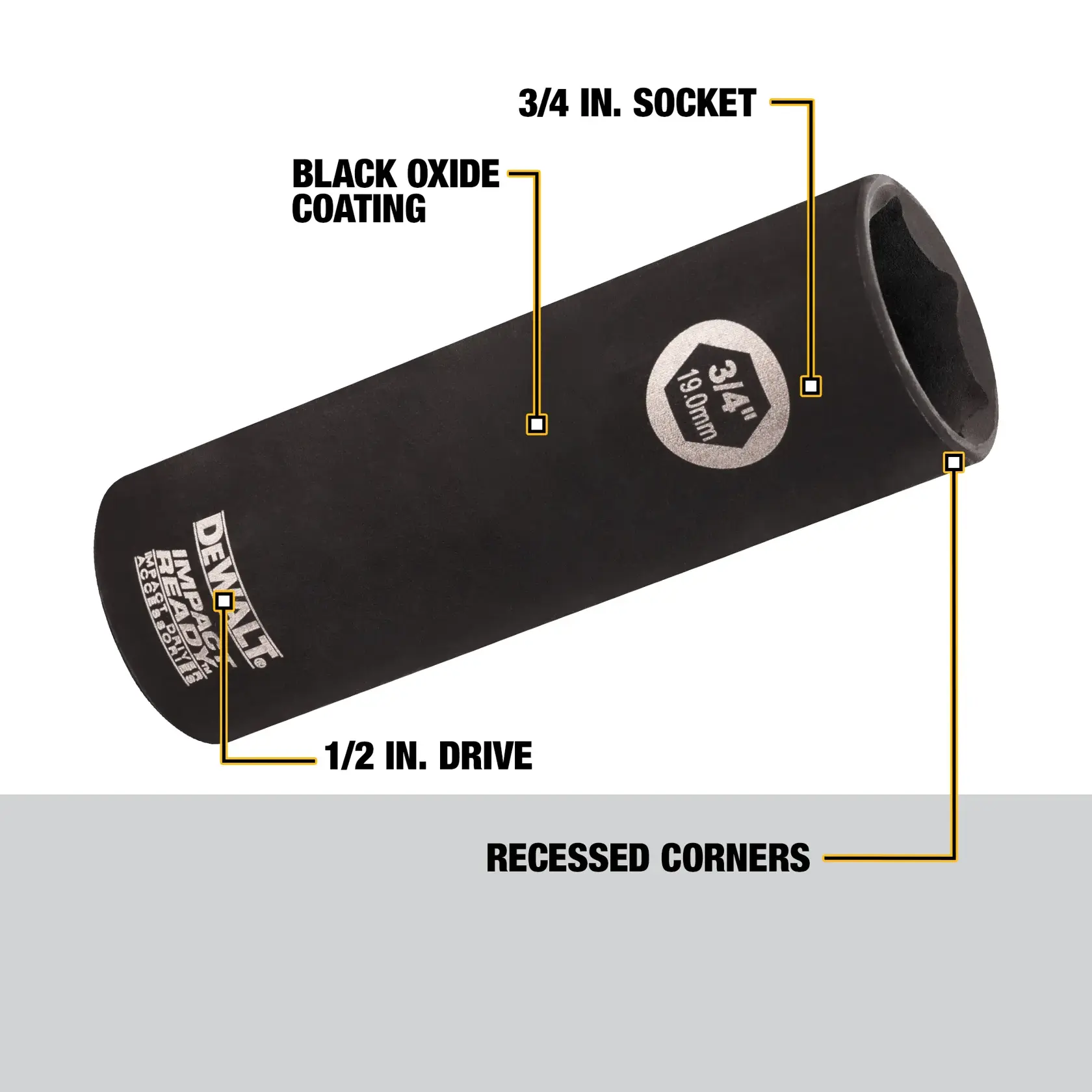 DEWALT® IMPACT READY® 3/4-in. 1/2 Drive 6pt Deep Socket