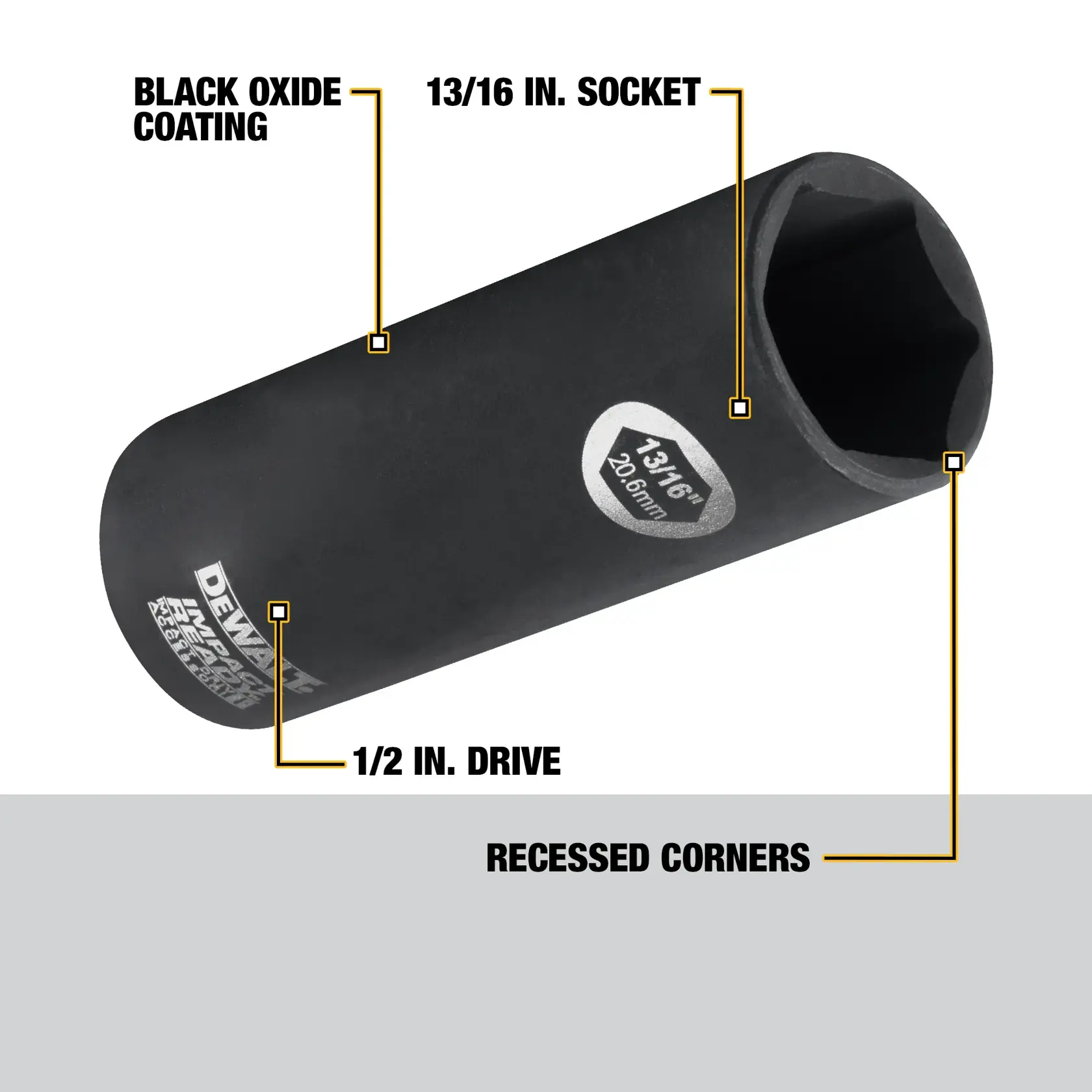 DEWALT® IMPACT READY® 1/2-in. Drive 13/16-in. 6-Point Deep Socket