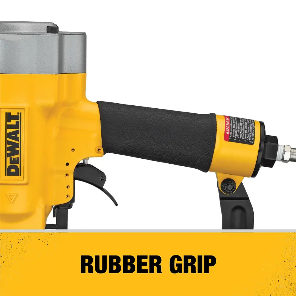 Wide crown lathing stapler being used by a person to lath on wall.rn