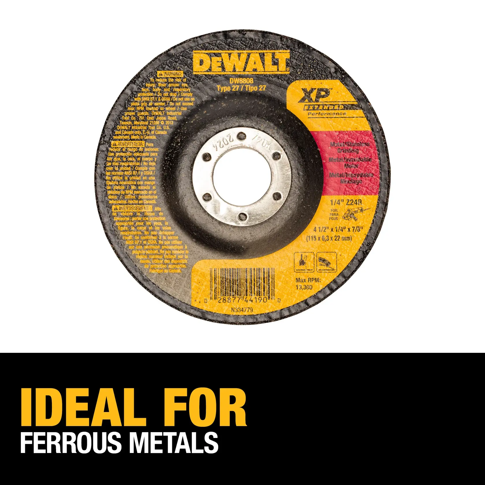 DEWALT® 4-1/2-in. x 1/4-in. x 5/8-in.-11 High Performance Metal Grinding Wheel