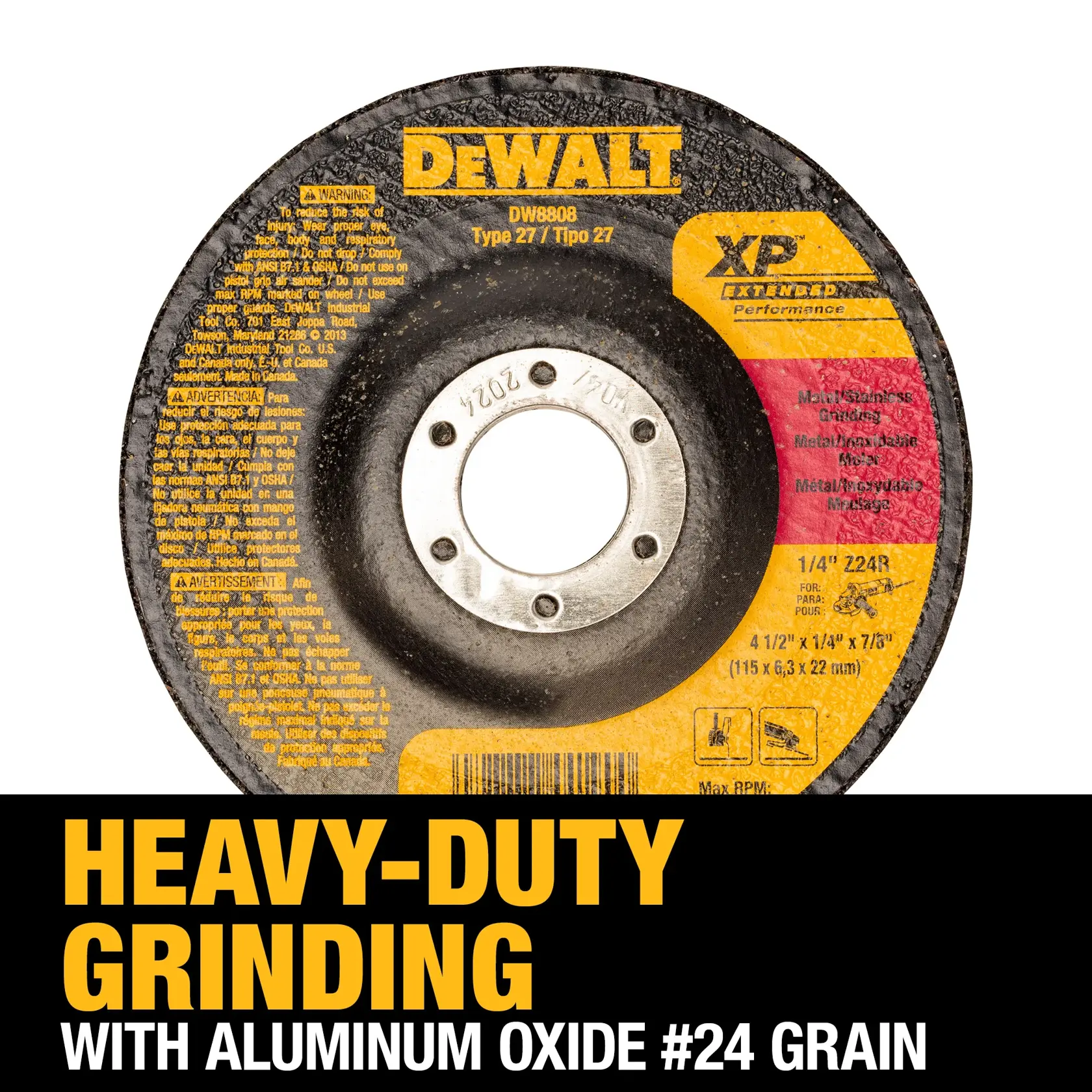 DEWALT® 4-1/2-in. x 1/4-in. x 5/8-in.-11 High Performance Metal Grinding Wheel