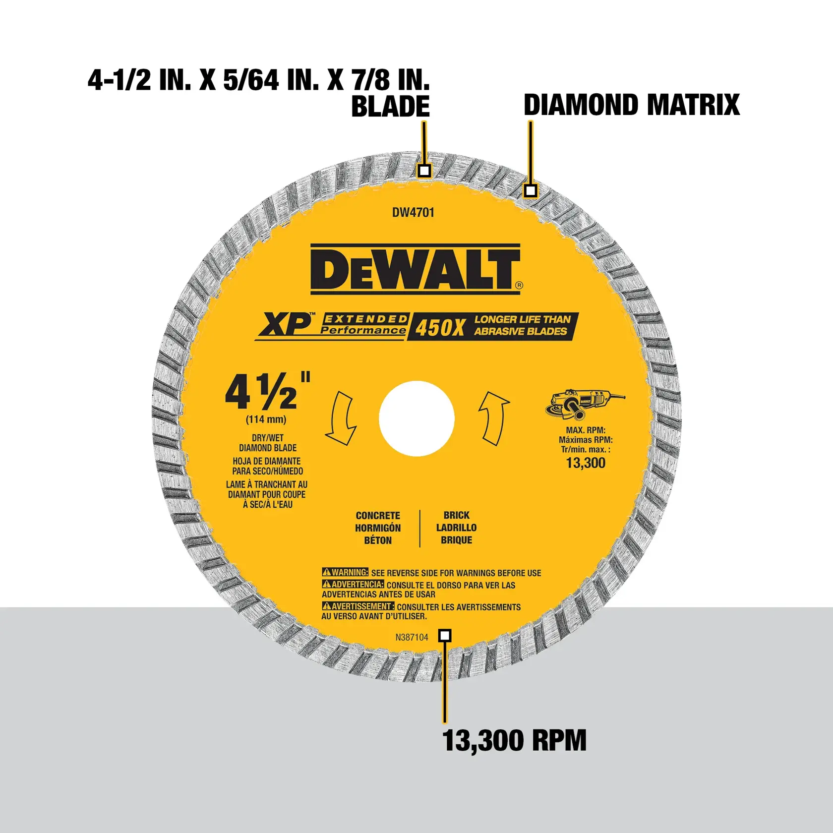 XP™ 4-1/2-In. Wet/Dry Turbo Diamond Blade For Concrete & Masonry