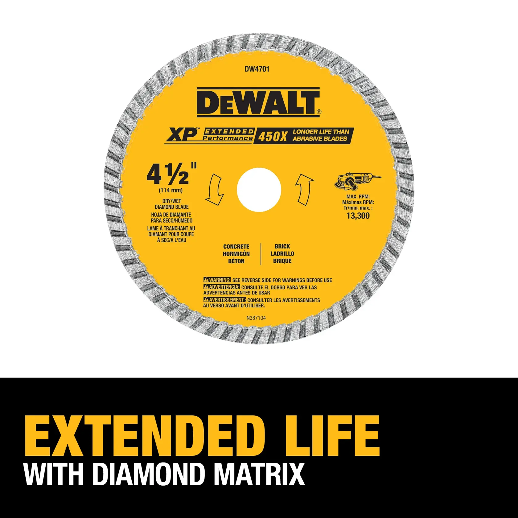 XP™ 4-1/2-In. Wet/Dry Turbo Diamond Blade For Concrete & Masonry