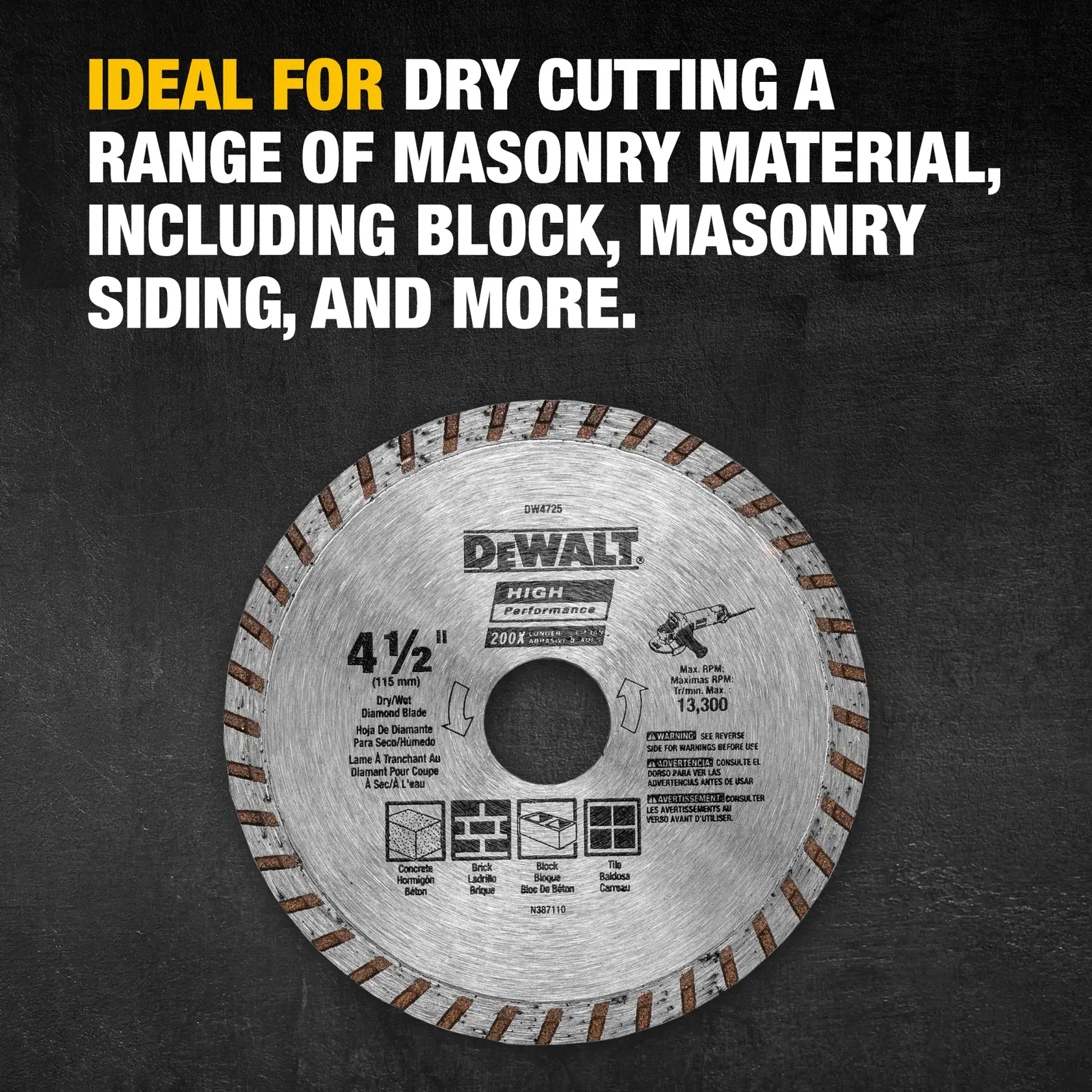 DEWALT® HP™ 4-1/2-in. Diamond Turbo Blade