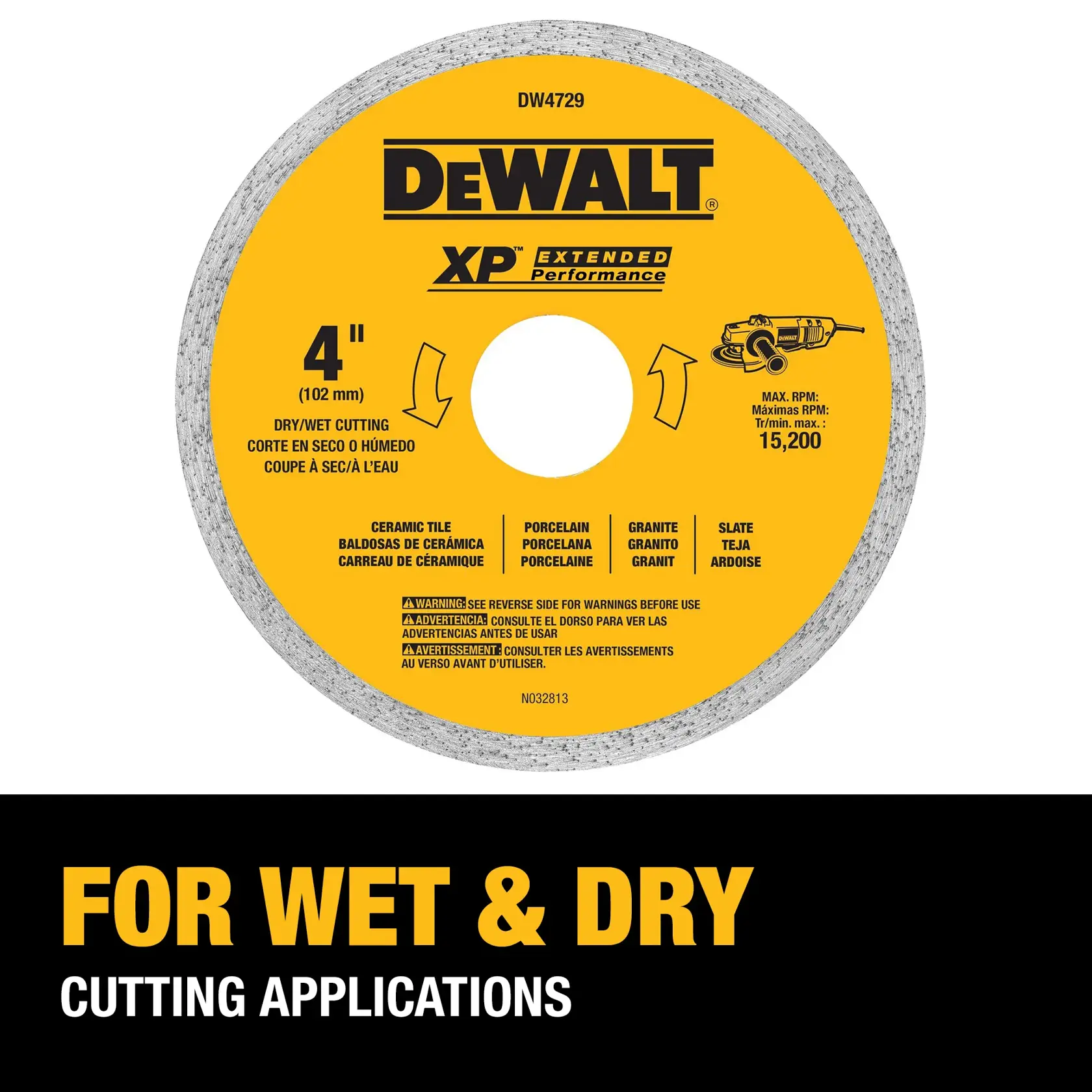 DEWALT® XP™ 4-in. x 0.060-in. Wet/Dry Tile Diamond Blade