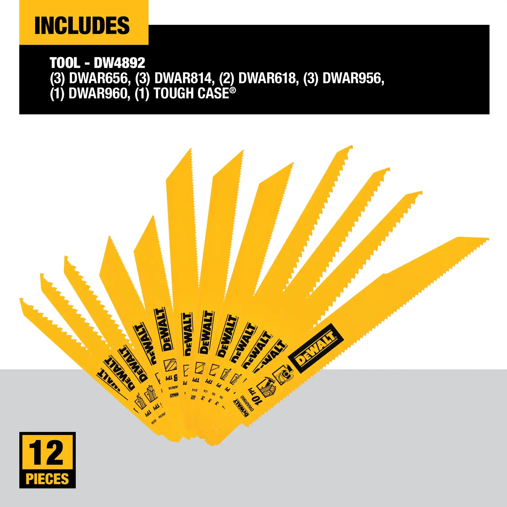 12 piece bi metal reciprocating saw blade cutting metal.