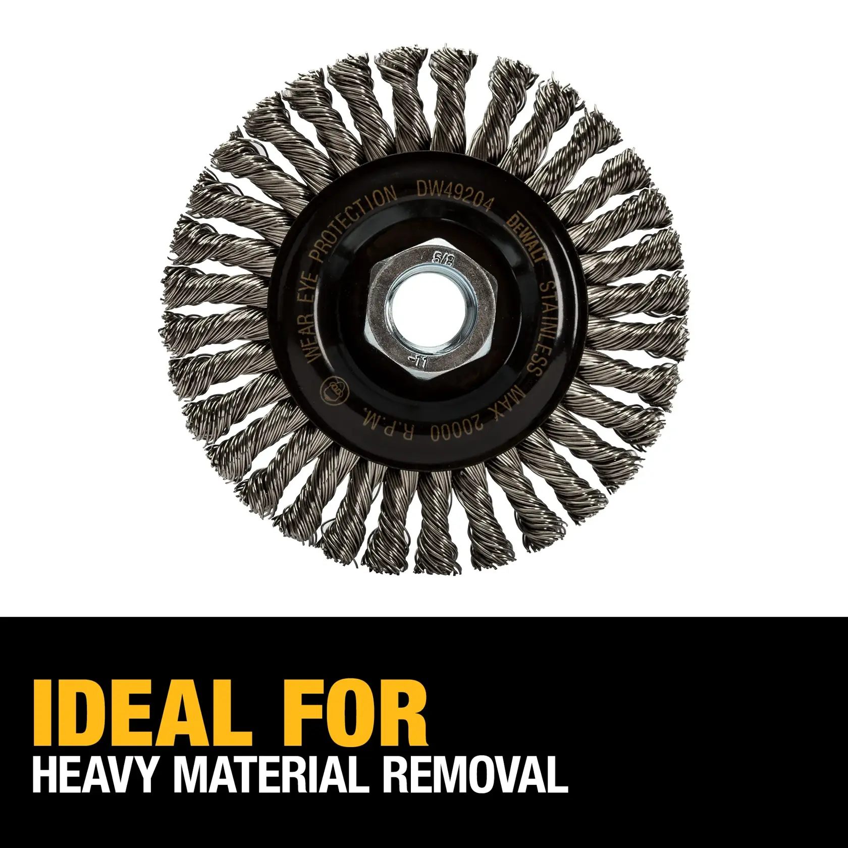 DEWALT® 4-in. x 5/8-in.-11 HP .020 Stainless Stringer Wire Wheel