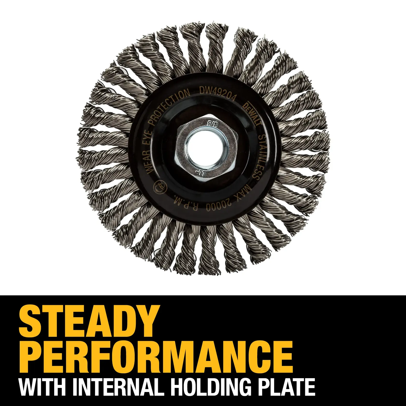 DEWALT® 4-in. x 5/8-in.-11 HP .020 Stainless Stringer Wire Wheel