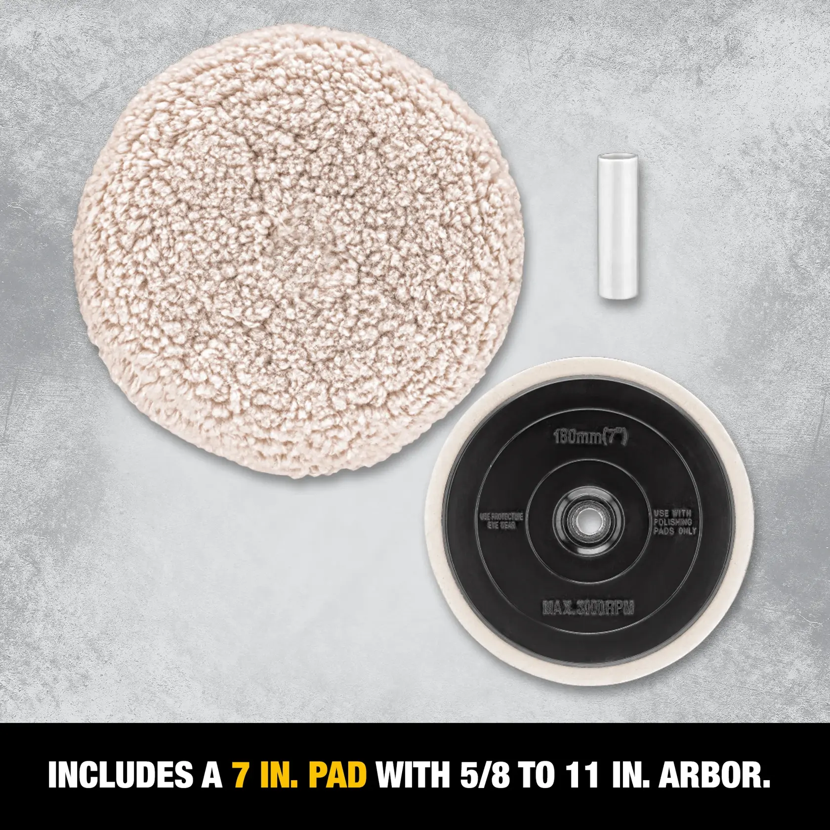 DEWALT® 6-in. x 5/8-in.-11 Hook & Loop Backing Pad with Cotton Polishing Buff