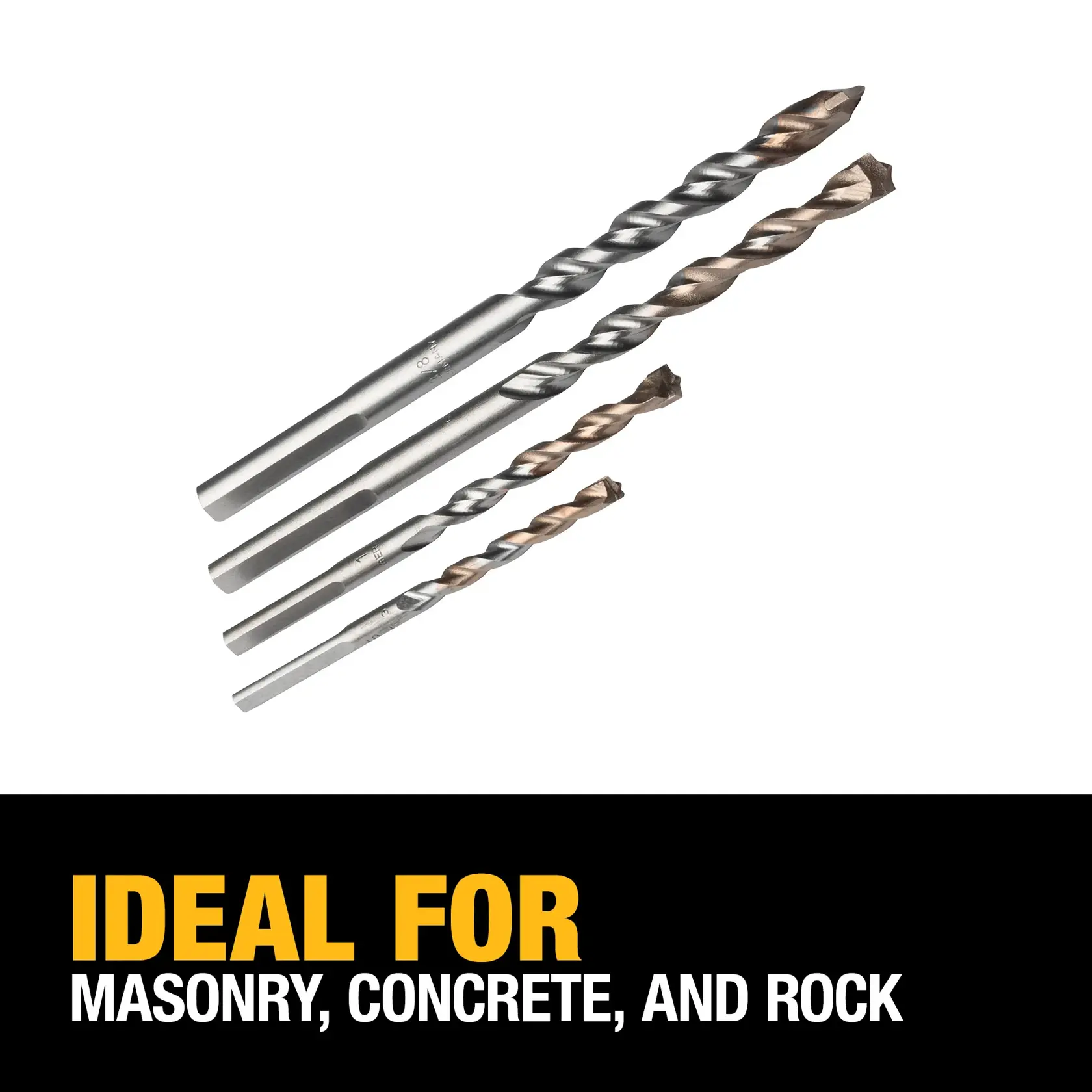 DEWALT® 4-Piece Premium Percussion Masonry Drill Bit Set