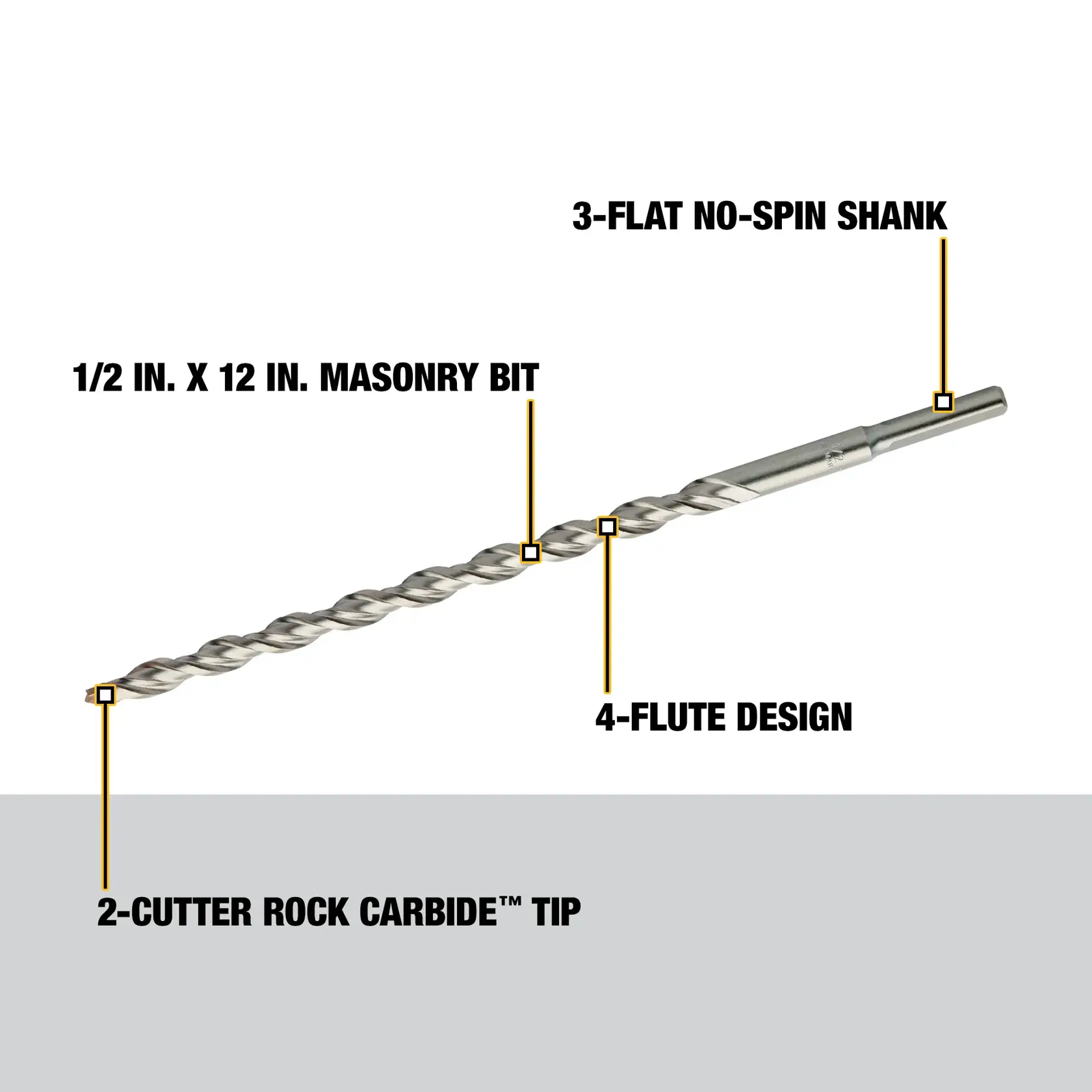 DEWALT® 1/2X12 Round Shank Bit