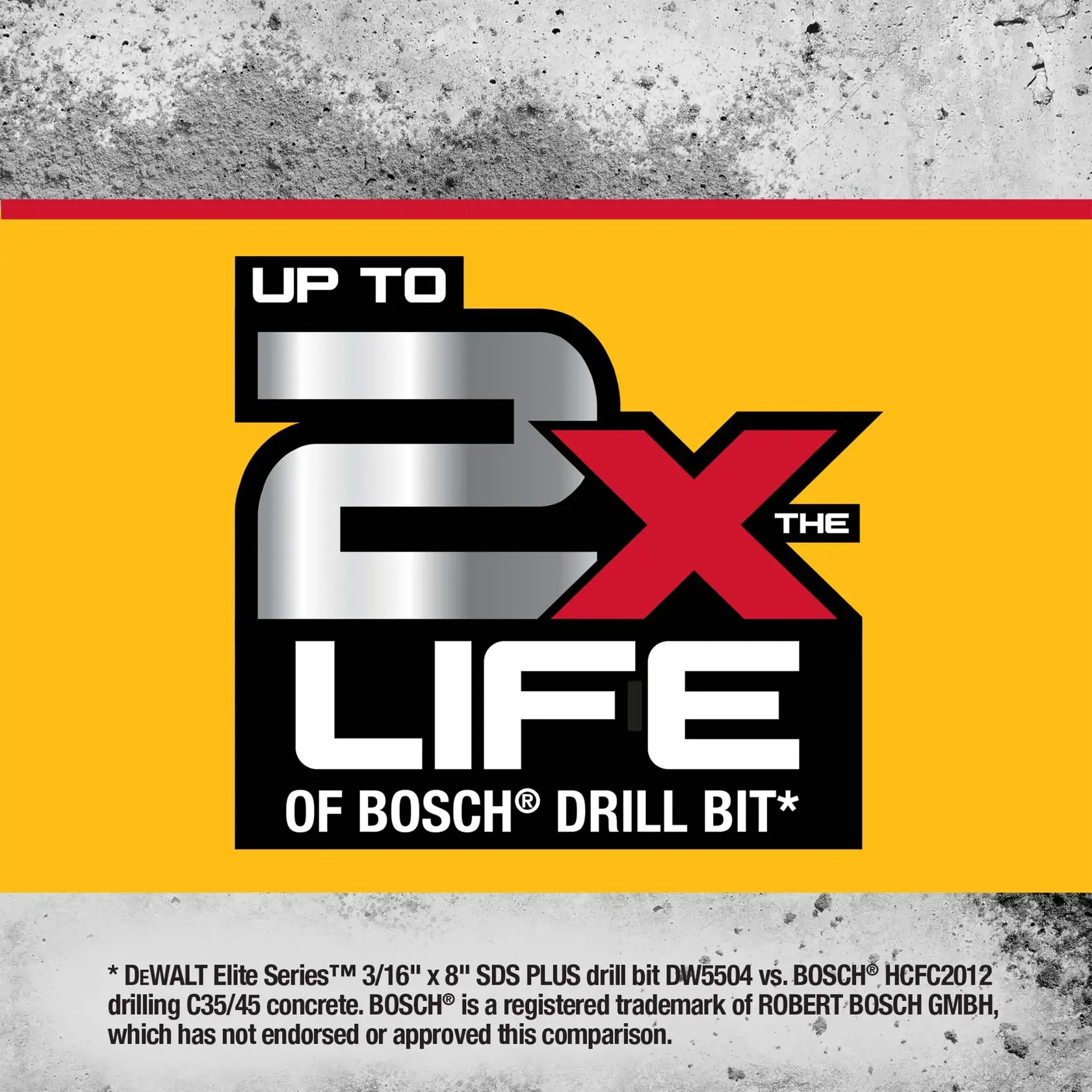 DEWALT® ELITE SERIES™ 3/16-in. x 6-in. x 8-1/2-in. High Impact Carbide SDS Plus Drill Bit