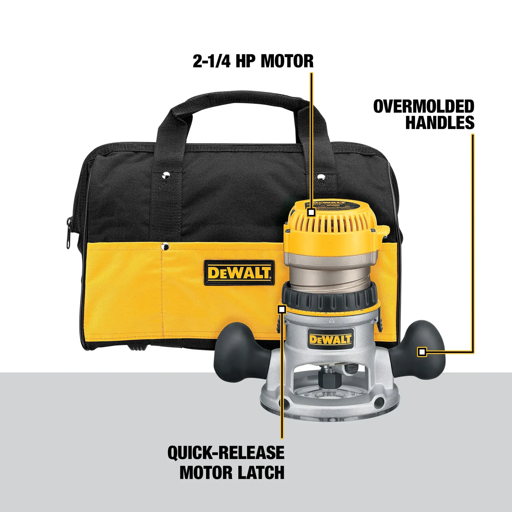 DEWALT® 2-1/4 HP (maximum motor HP) EVS Fixed Base Router Kit with Soft Start