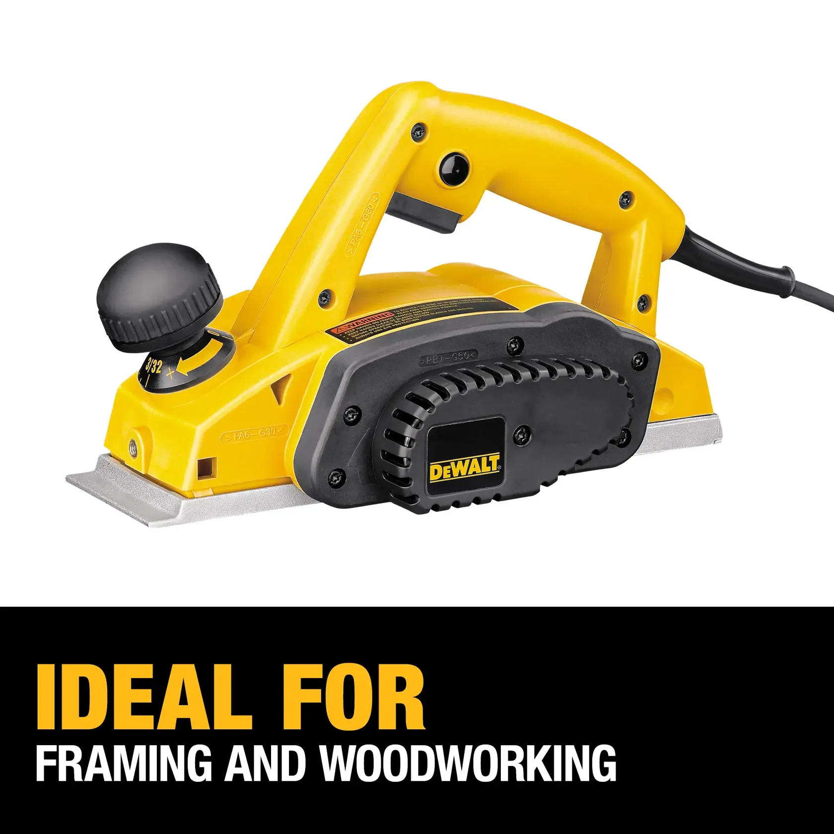 DEWALT® 3-1/4-in. (83mm) Corded Electric Planer Kit with 3/32-in. (2.5mm) Depth of Cut