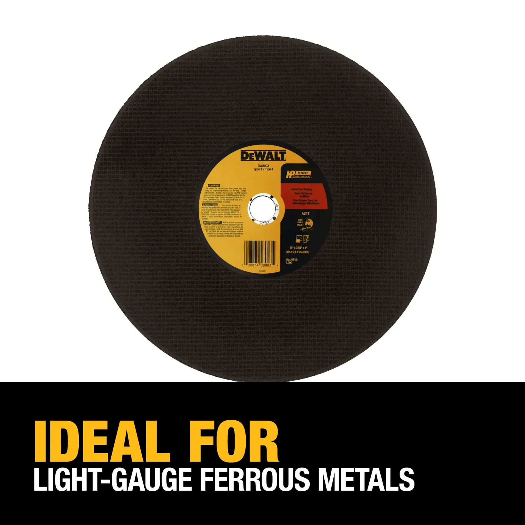 DEWALT® 14-in. (355mm) T41 Metal Cutting Chop Saw Wheel