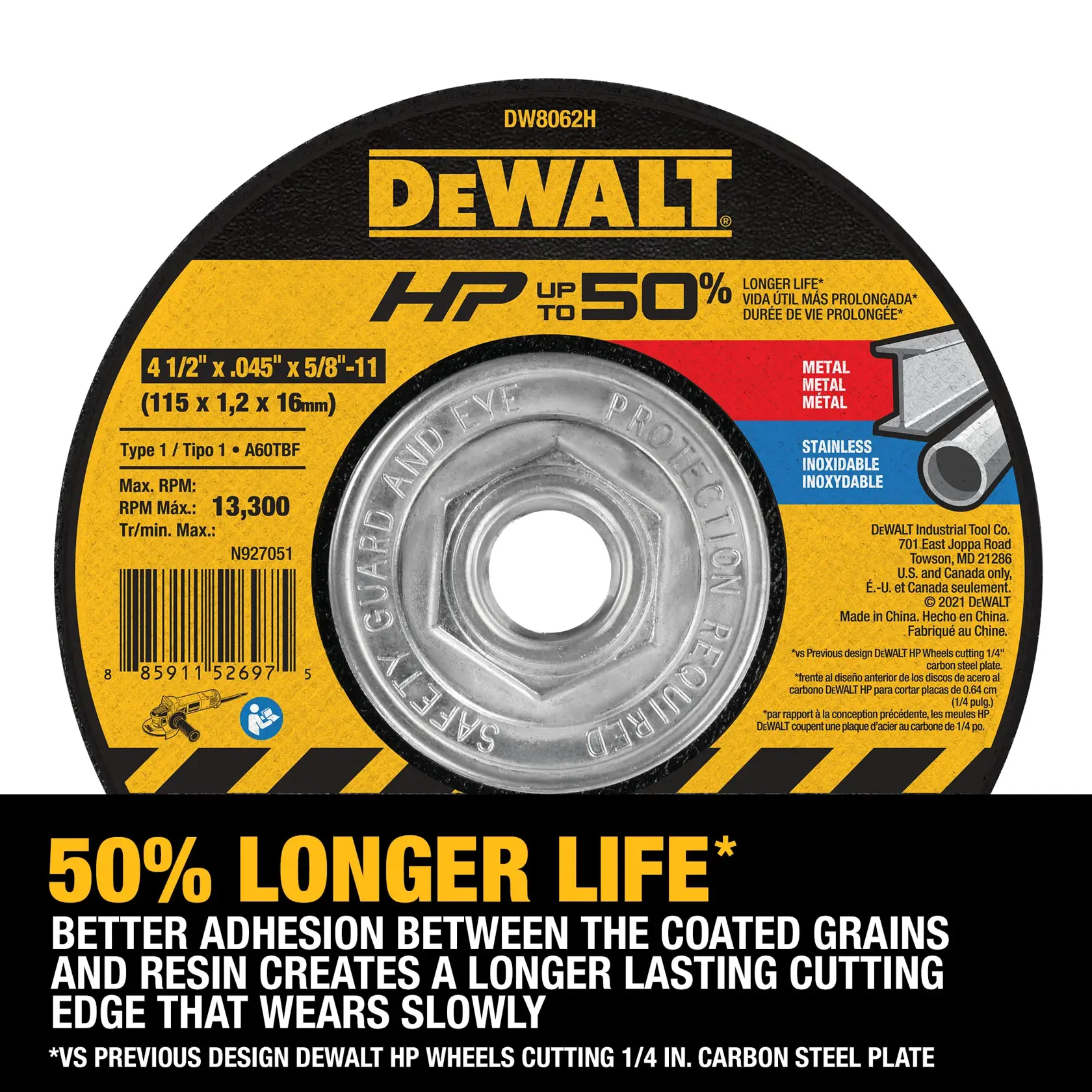 High Performance Cutting Wheels cutting metal pipe.