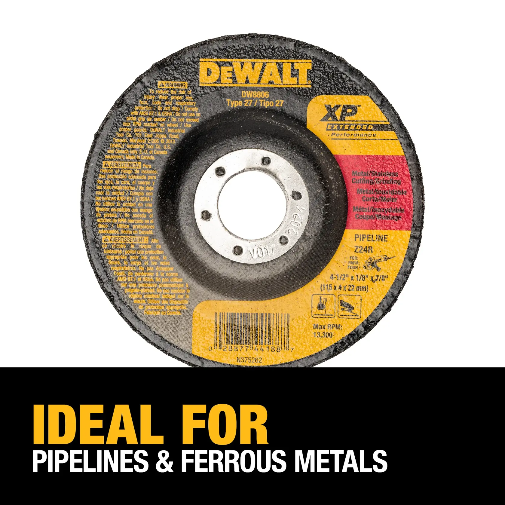 XP™ 4-1/2-In. X 1/8-In. X 7/8-In. T27 Zirconia Metal Grinding Wheel
